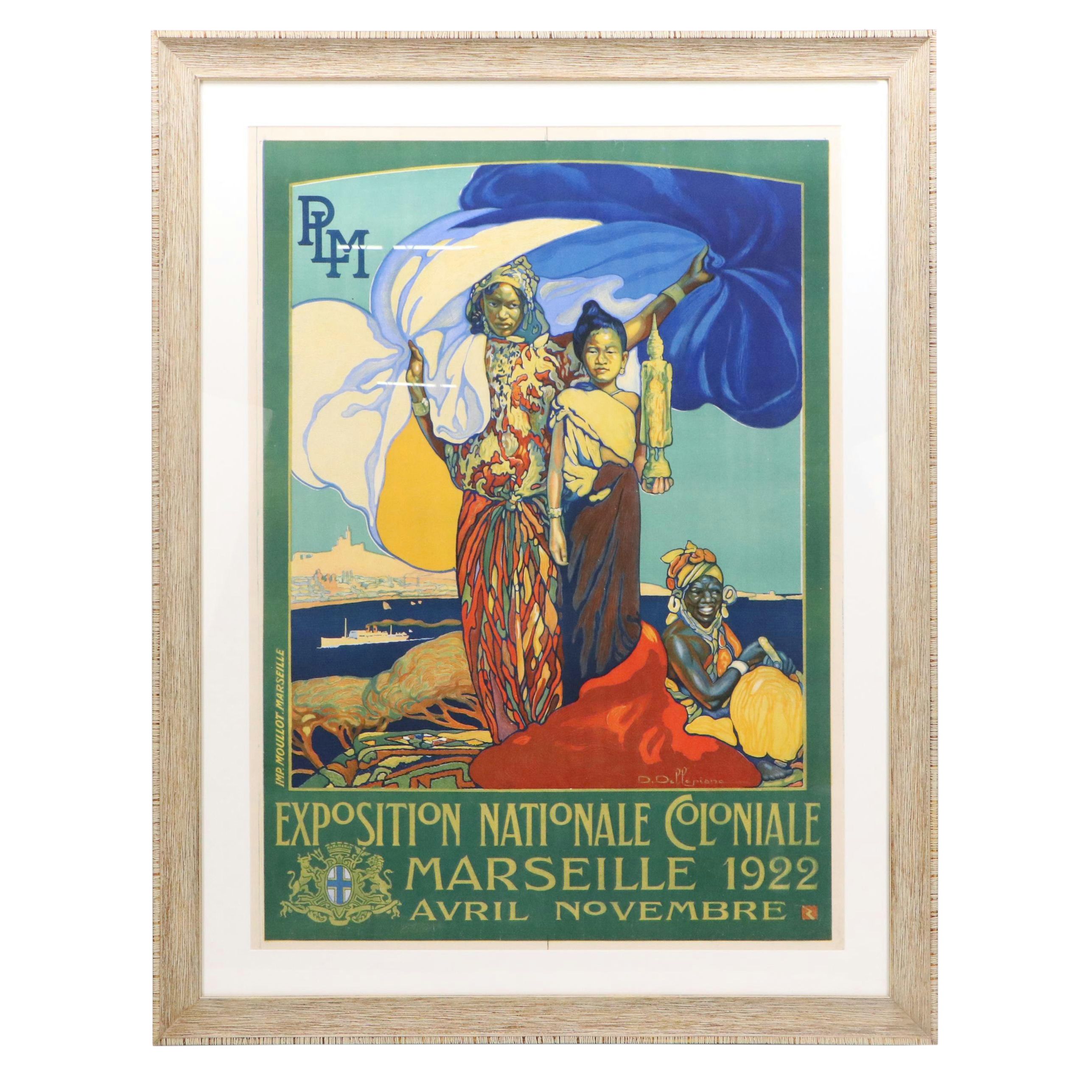Color Lithograph After D. Dellepiane "Exposition Nationale Coloniale," 1922
