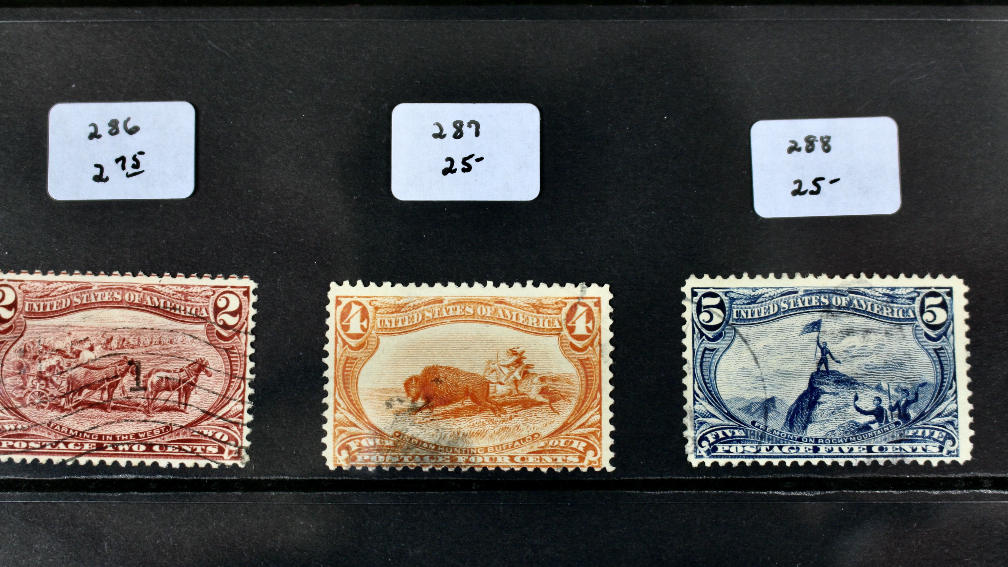 Fifteen Different Columbian and Trans-Mississippi Postage Stamps, 1890s