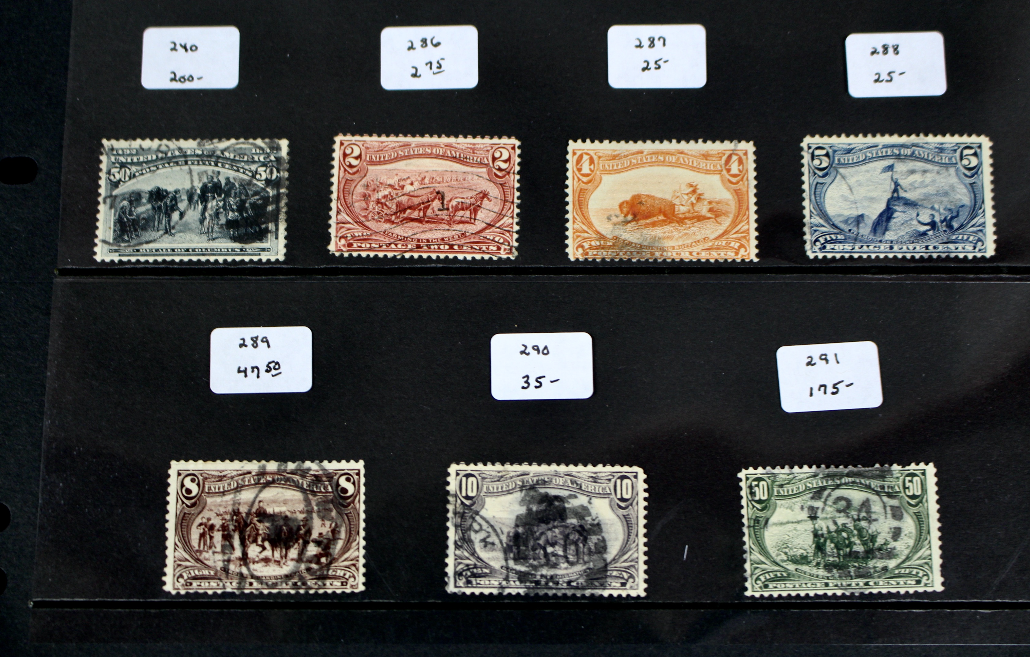 Fifteen Different Columbian and Trans-Mississippi Postage Stamps, 1890s