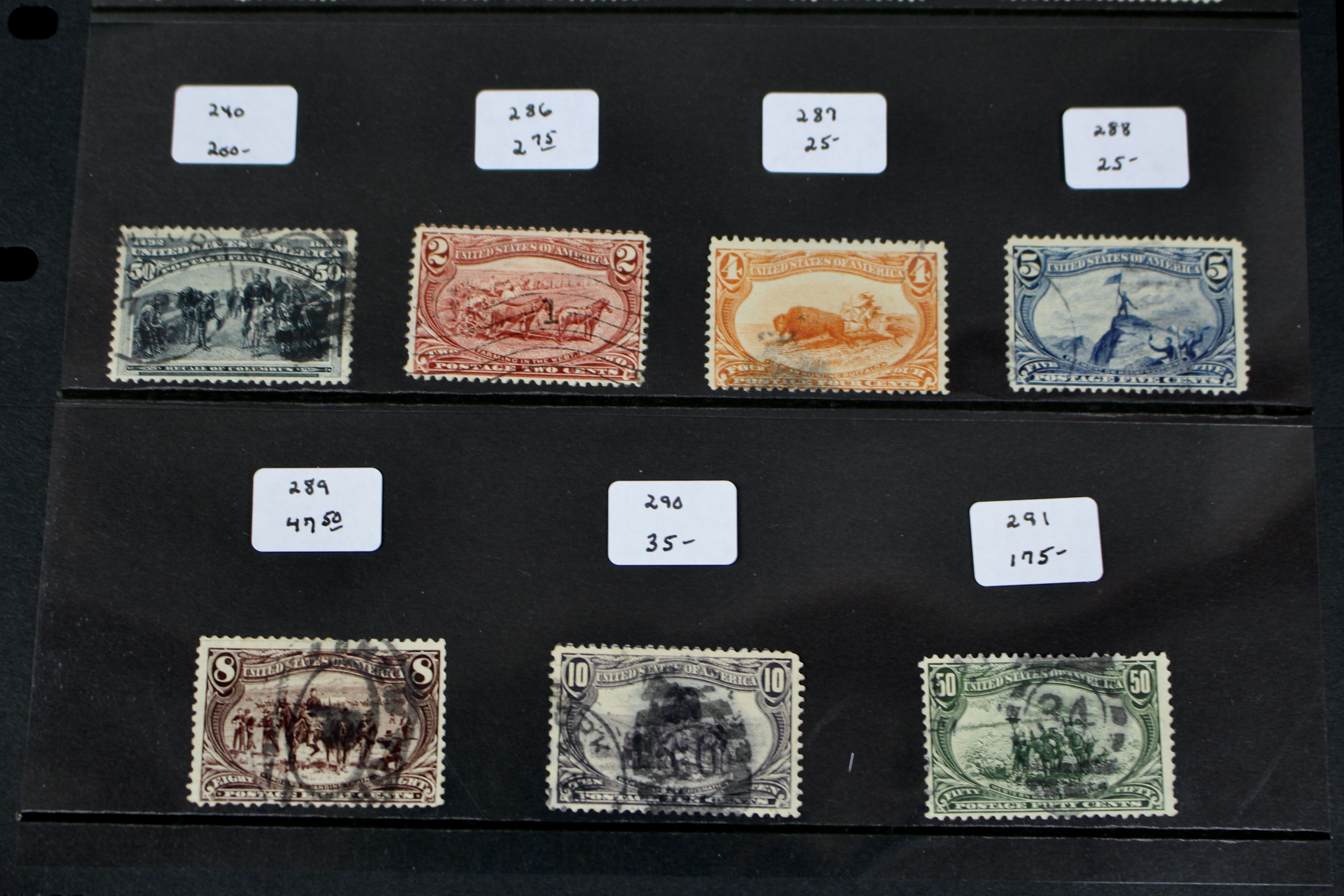 Fifteen Different Columbian and Trans-Mississippi Postage Stamps, 1890s