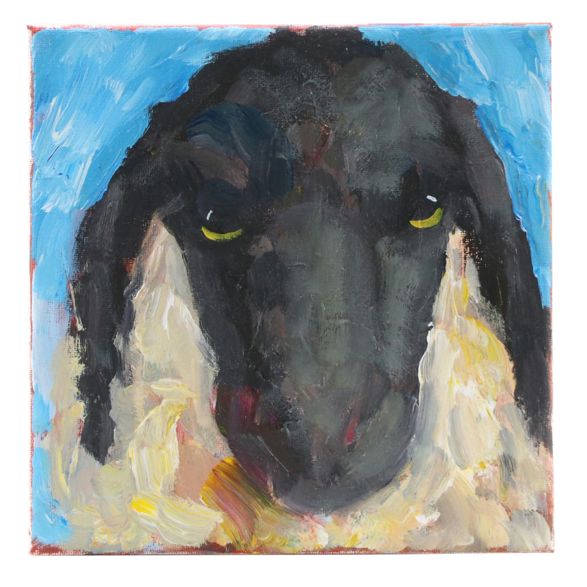 Elle Raines Modern Acrylic Painting "Sheep," 21st Century