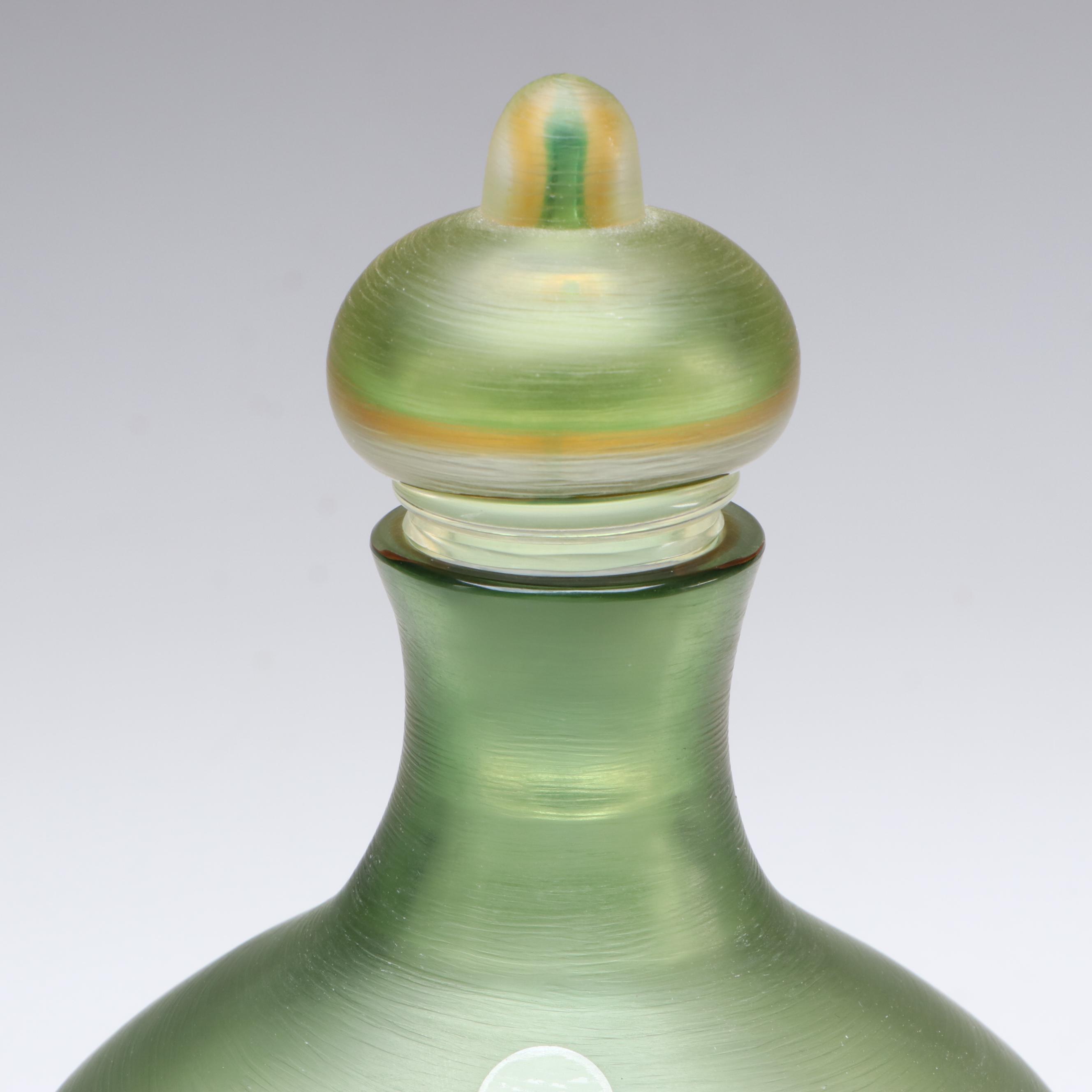 Venini Inciso Two-Color Studio Glass Bottle with Stopper, 2012