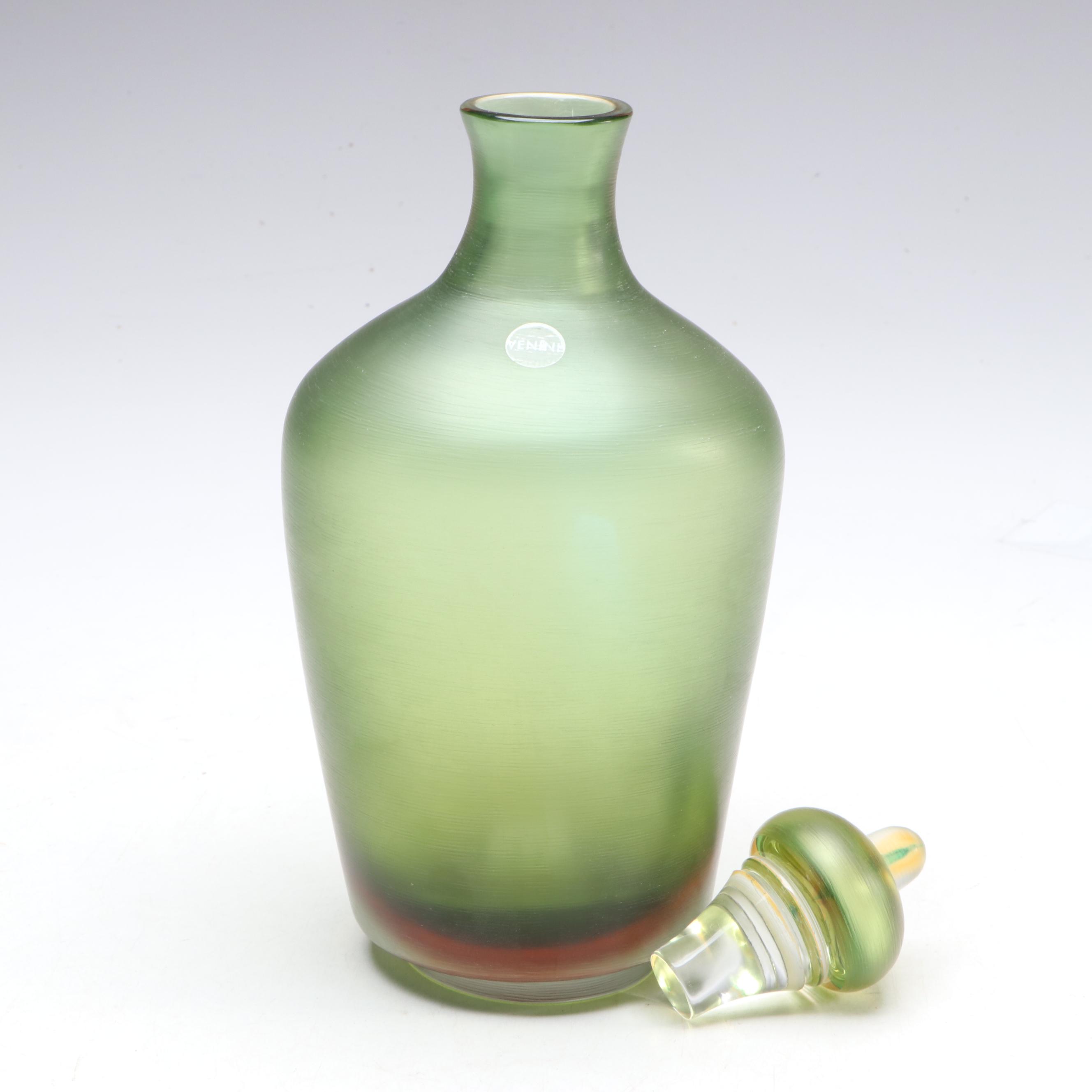 Venini Inciso Two-Color Studio Glass Bottle with Stopper, 2012