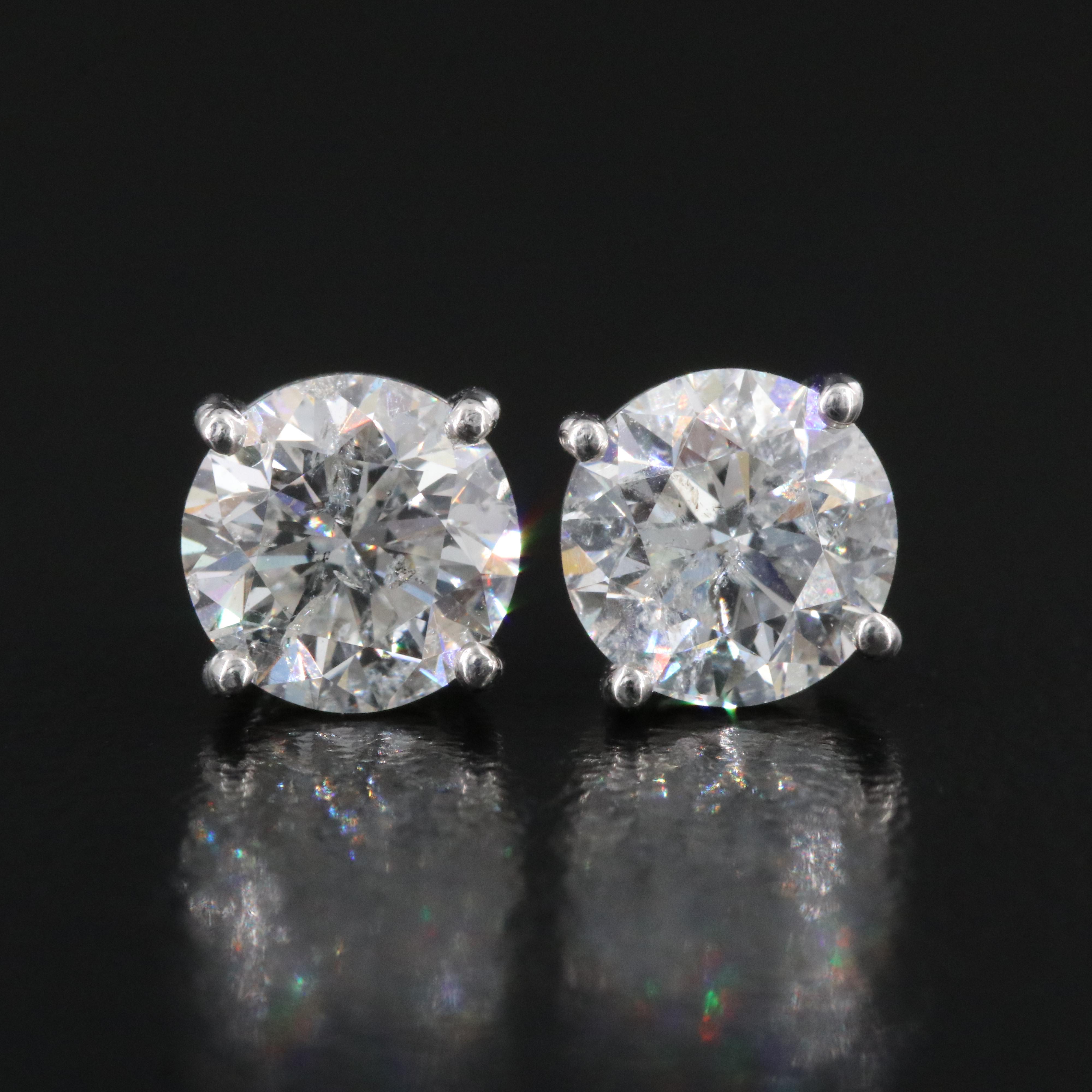 Platinum 2.02 CTW Diamond Stud Earrings with GIA eReports