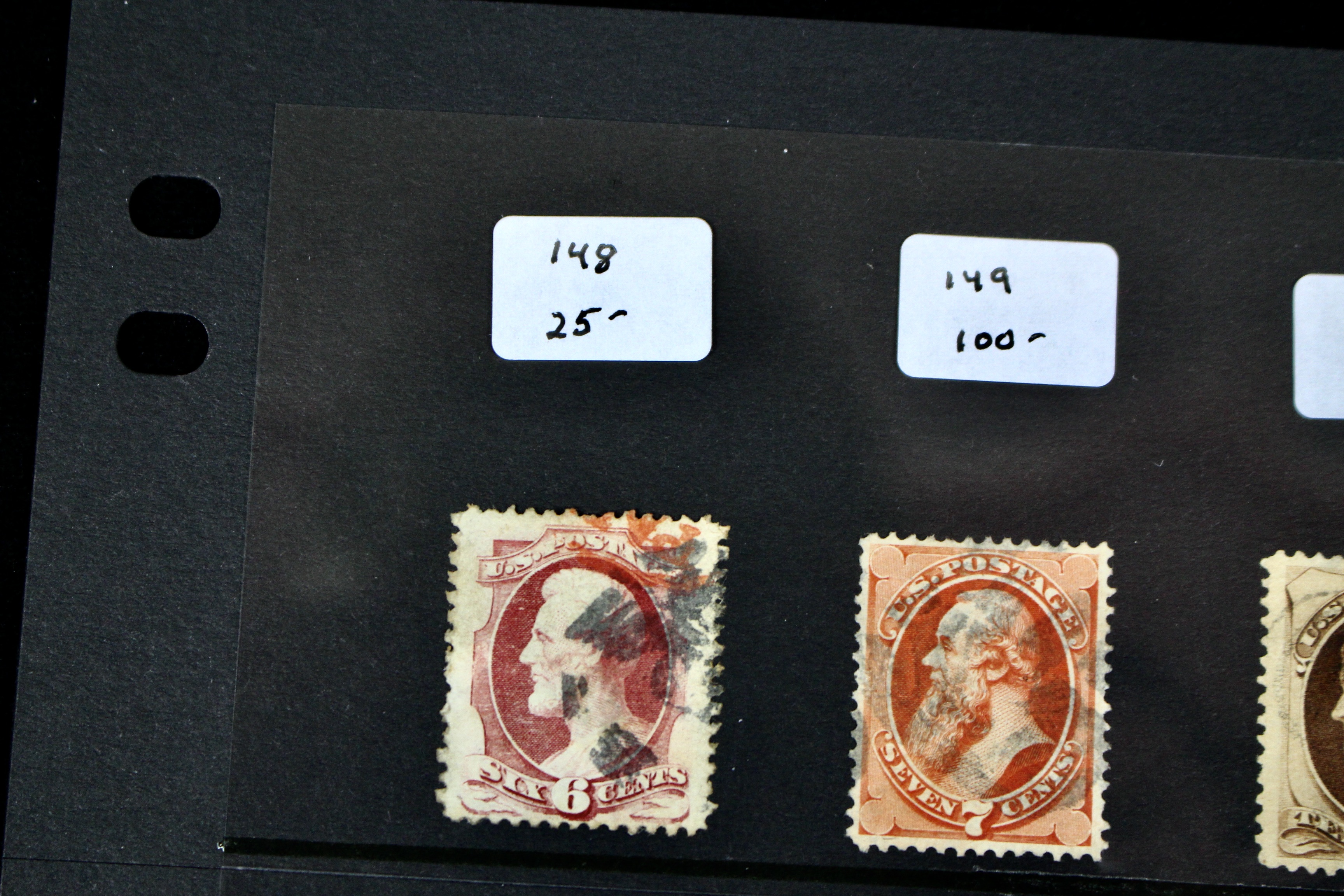 Sixteen Early Used U.S. Postage Stamps, 1870 to 1904