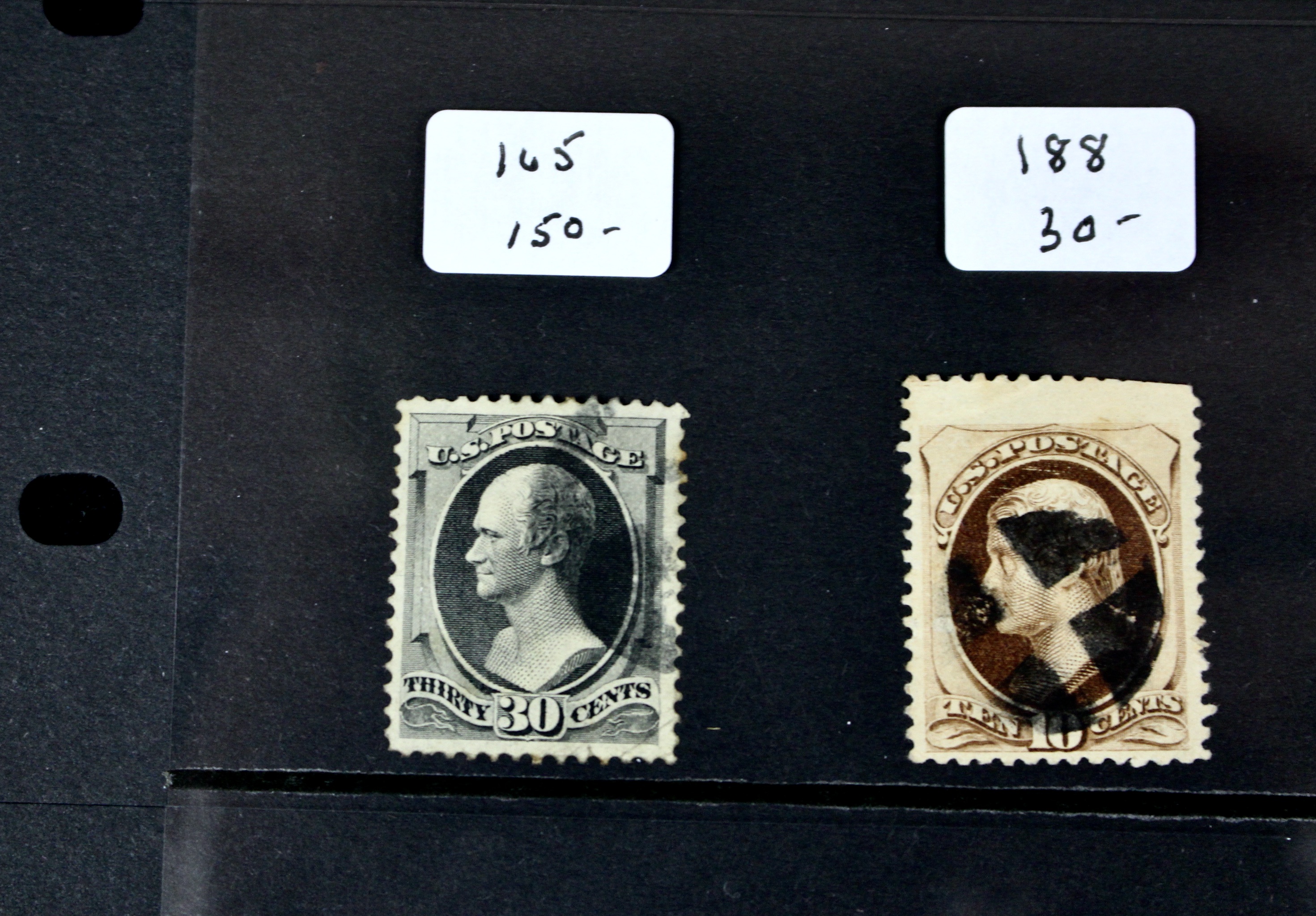 Sixteen Early Used U.S. Postage Stamps, 1870 to 1904