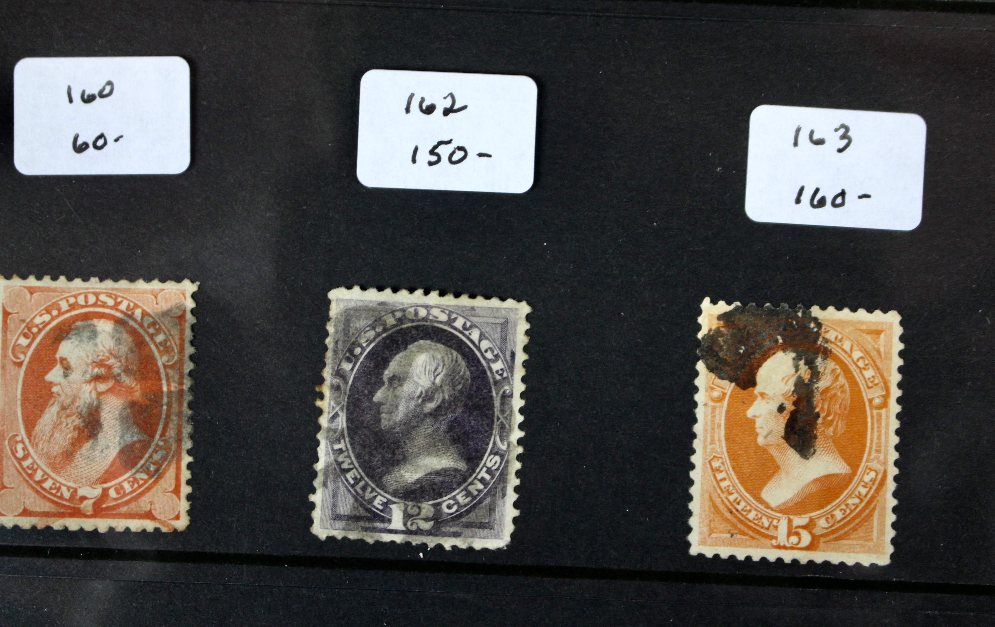 Sixteen Early Used U.S. Postage Stamps, 1870 to 1904