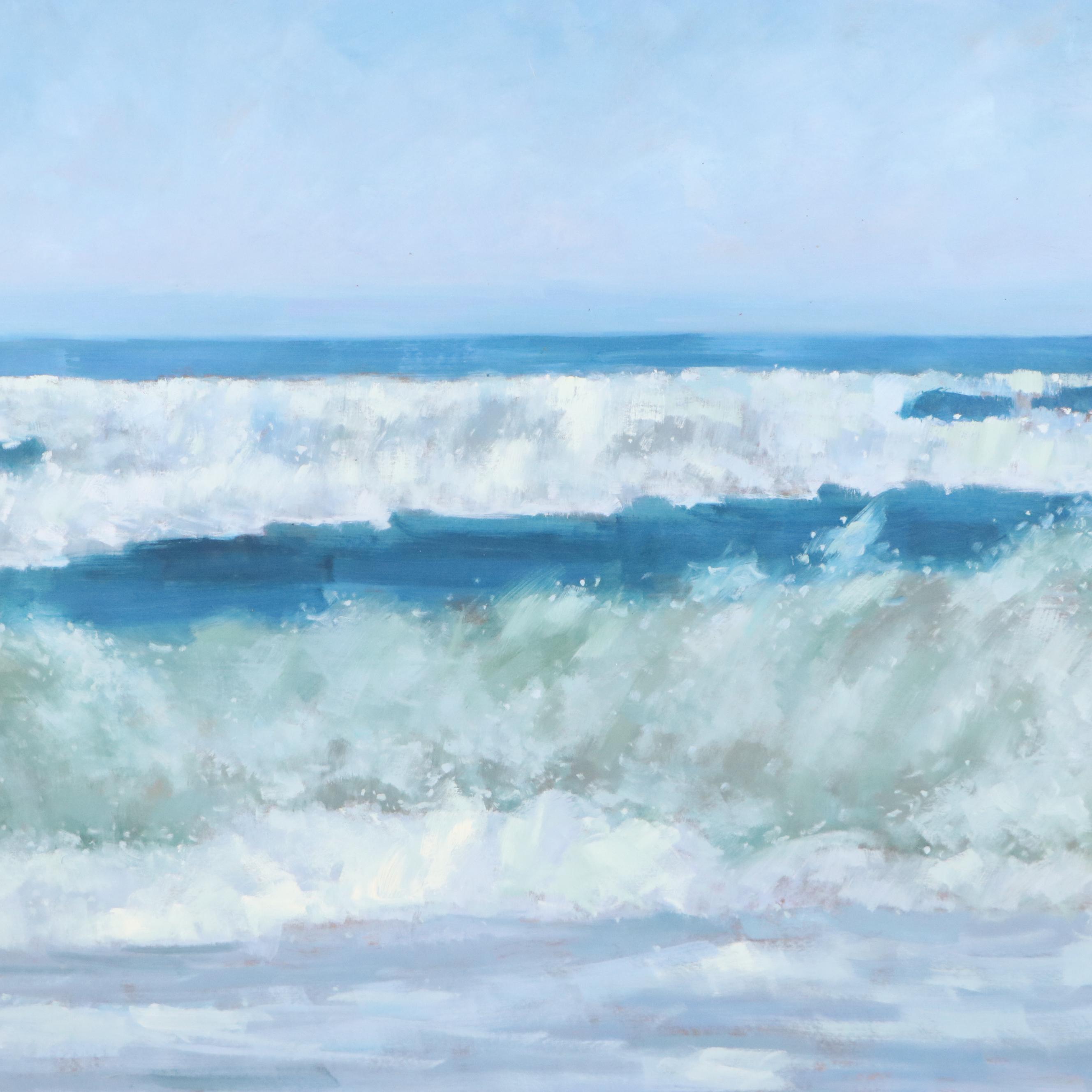 Seascape Oil Painting of Crashing Waves, 21st Centruy