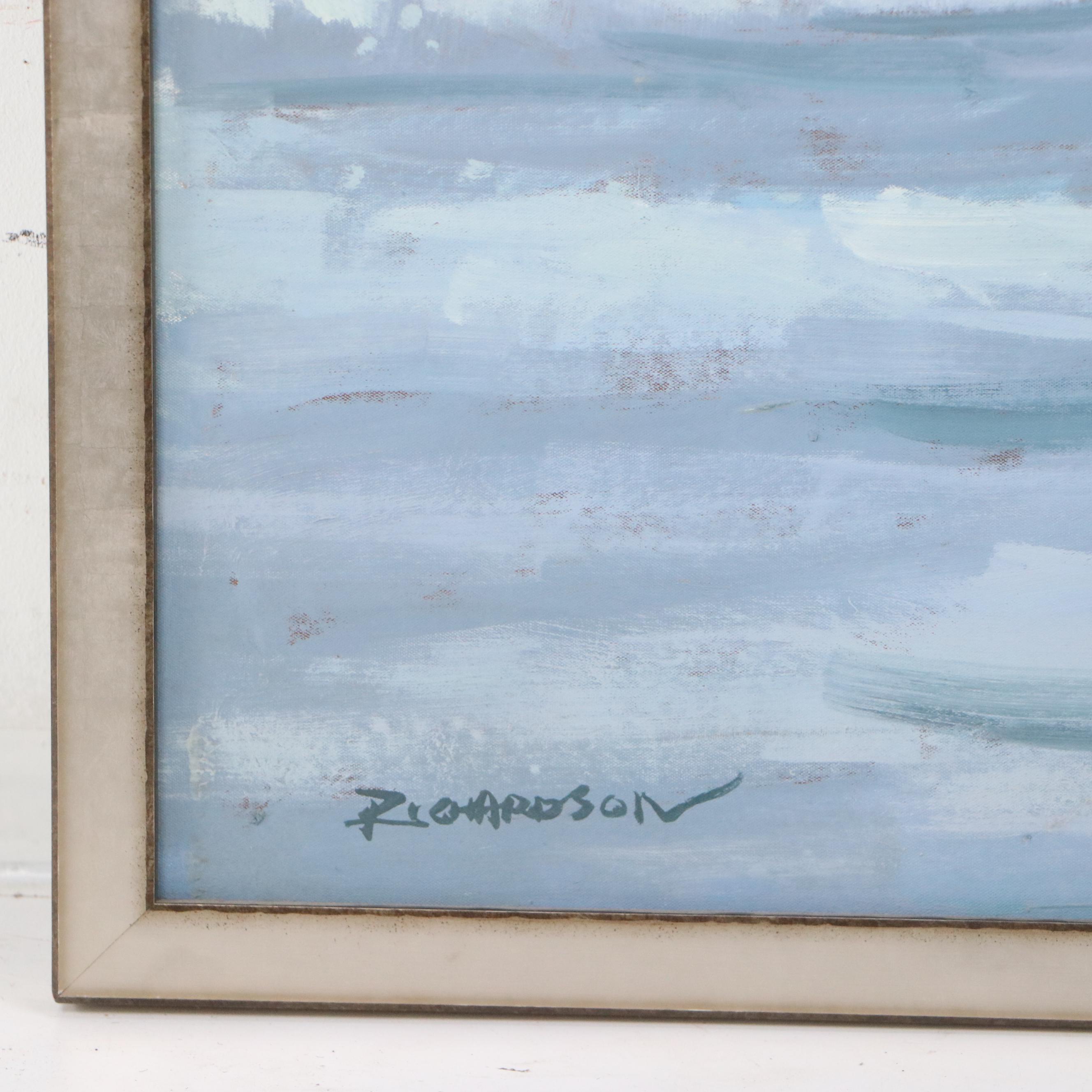 Seascape Oil Painting of Crashing Waves, 21st Centruy