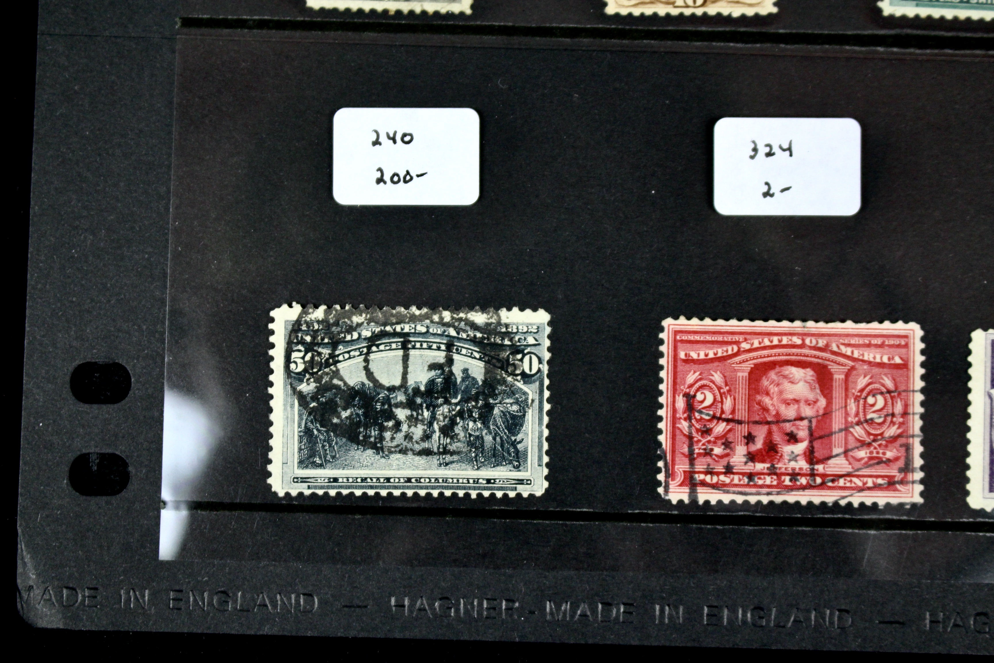 Sixteen Early Used U.S. Postage Stamps, 1870 to 1904