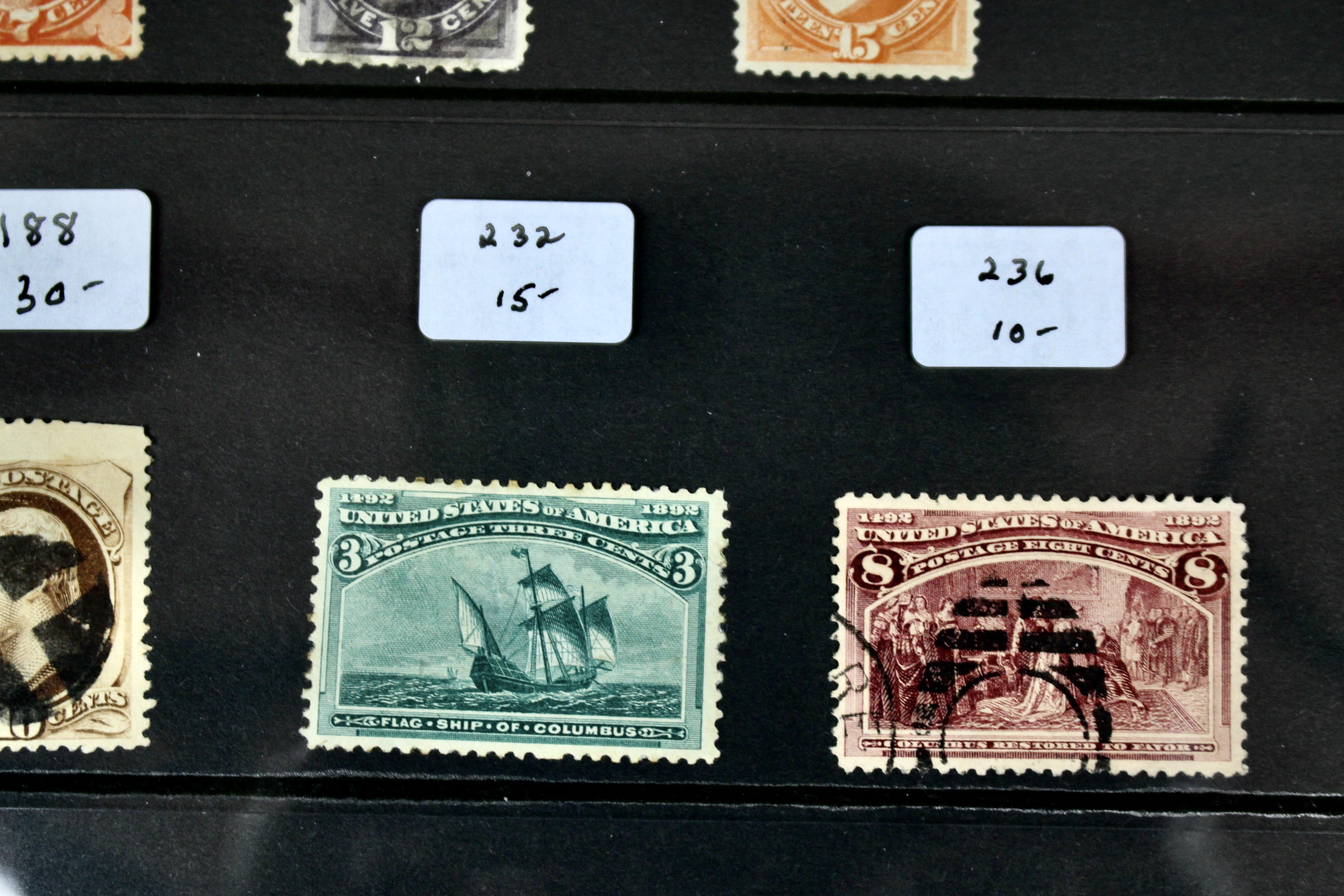 Sixteen Early Used U.S. Postage Stamps, 1870 to 1904