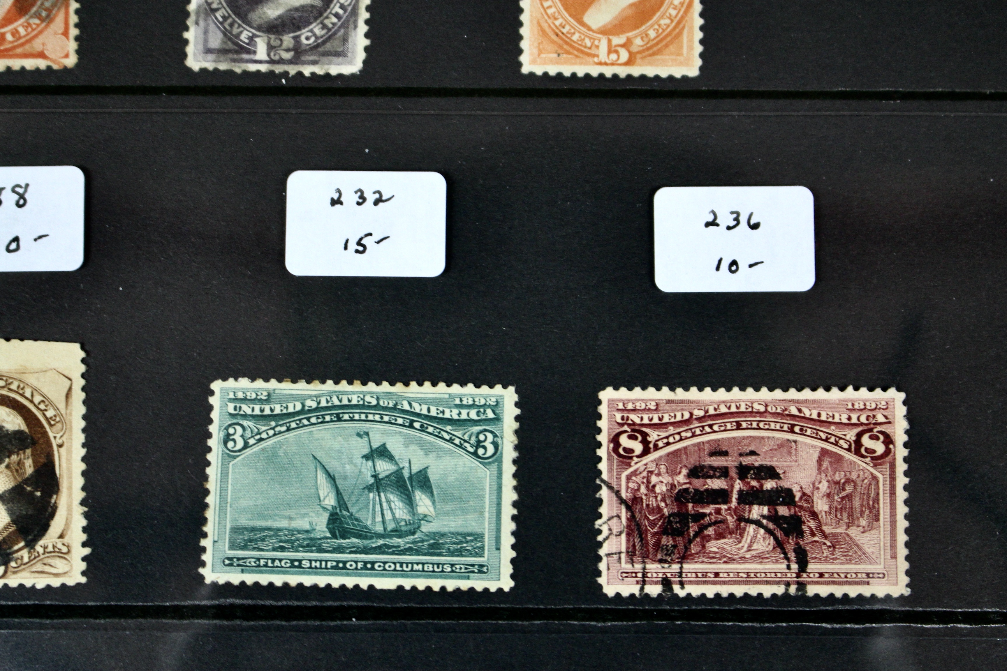 Sixteen Early Used U.S. Postage Stamps, 1870 to 1904