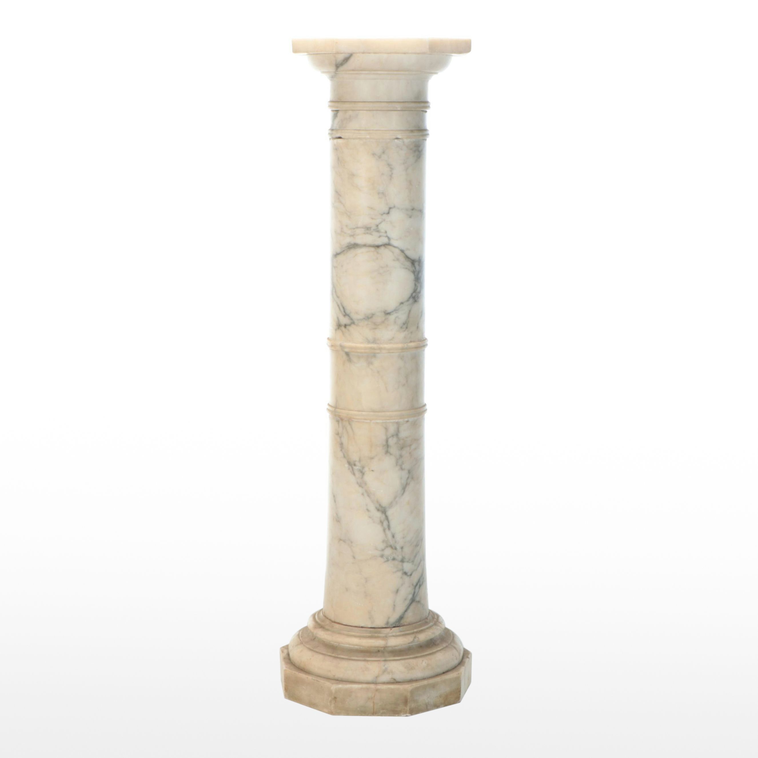 Grecian Style Carved Marble Pillar