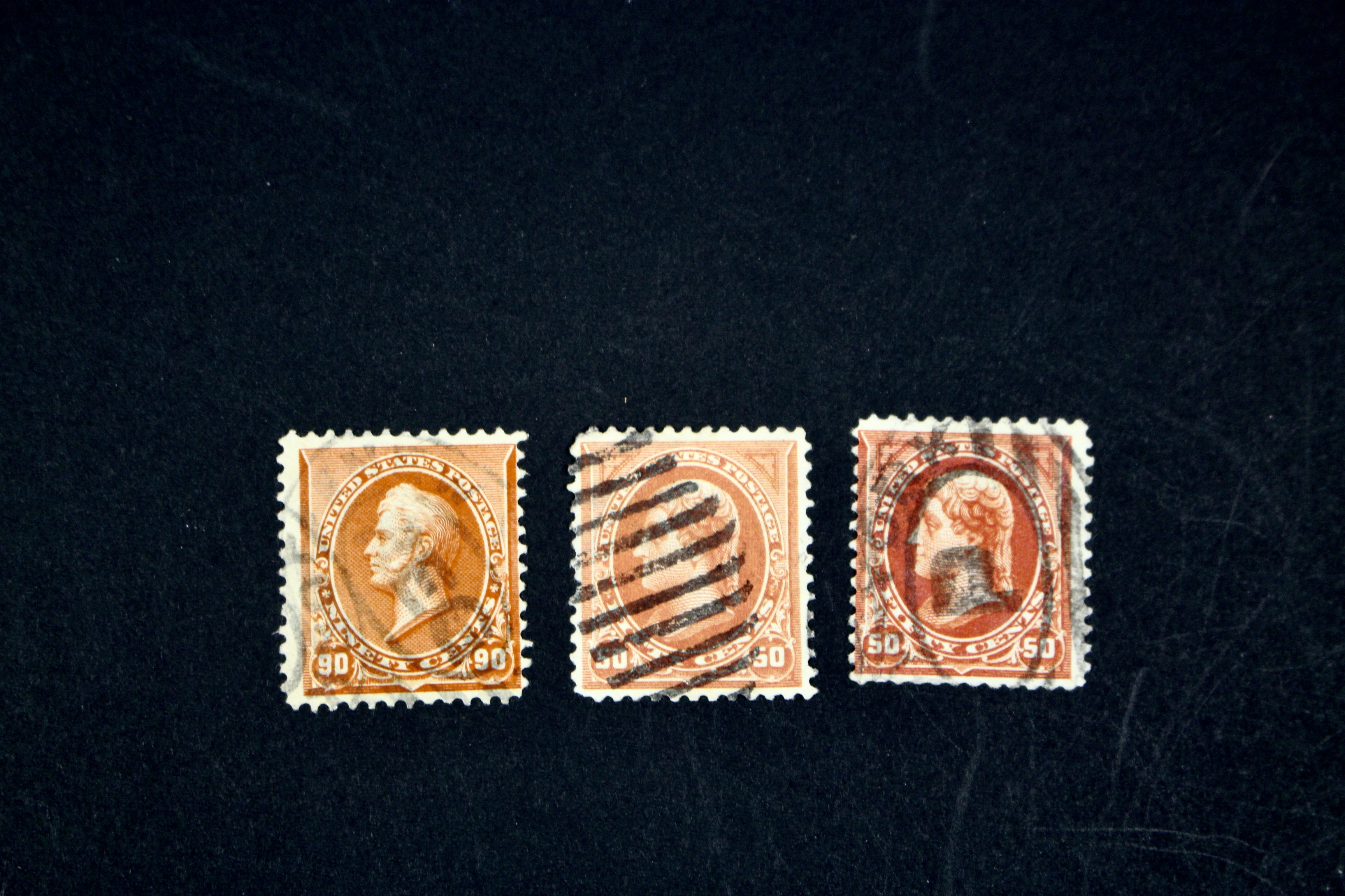 Six Early Used High Value U.S. Postage Stamps, 1890s