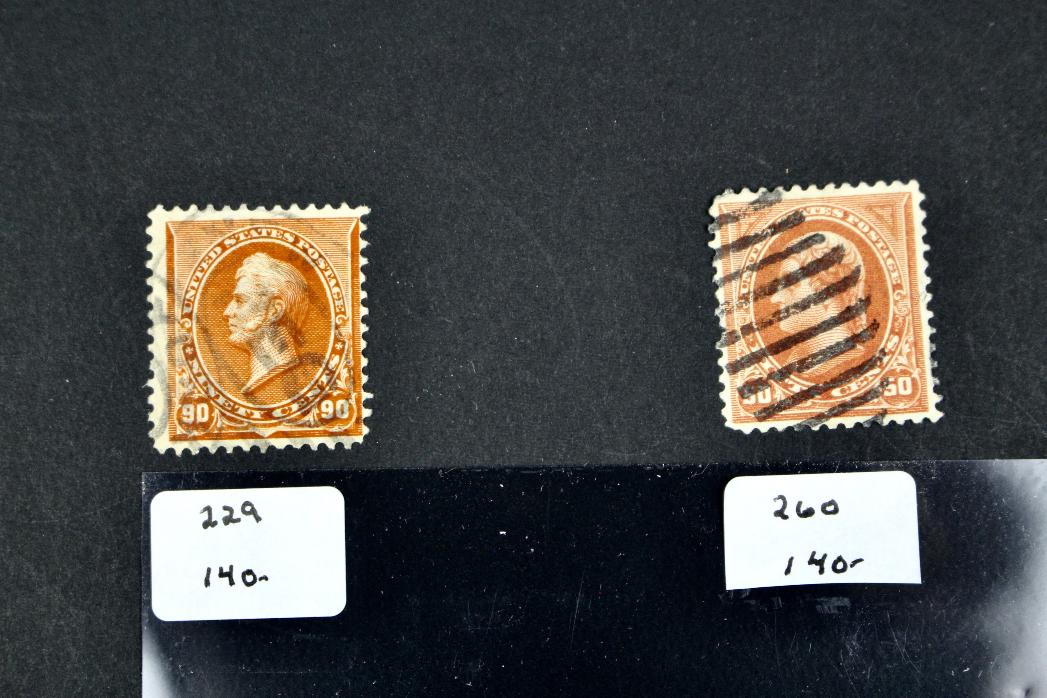 Six Early Used High Value U.S. Postage Stamps, 1890s