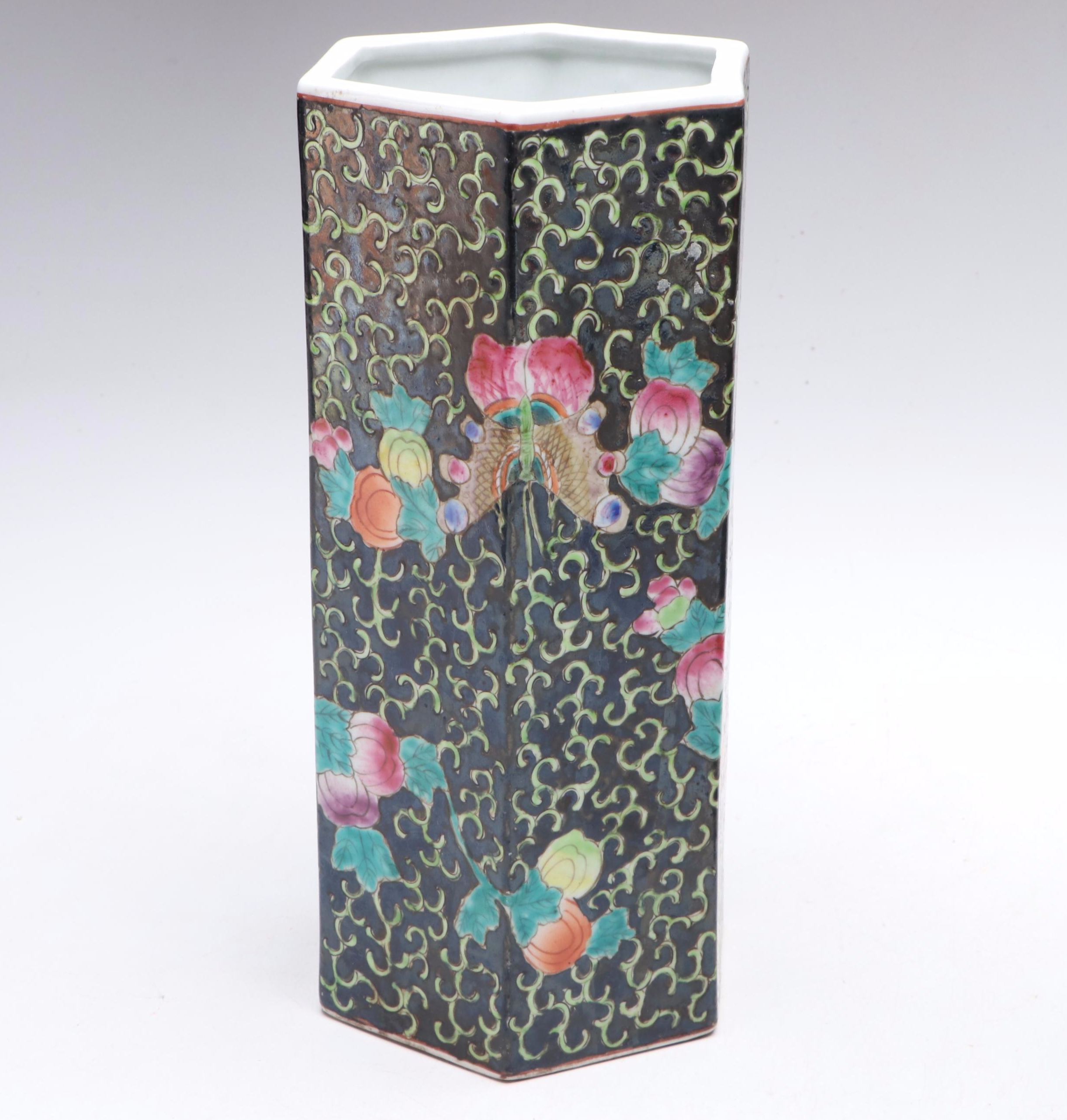 Chinese Hand-Painted Famille Noire Porcelain Vases