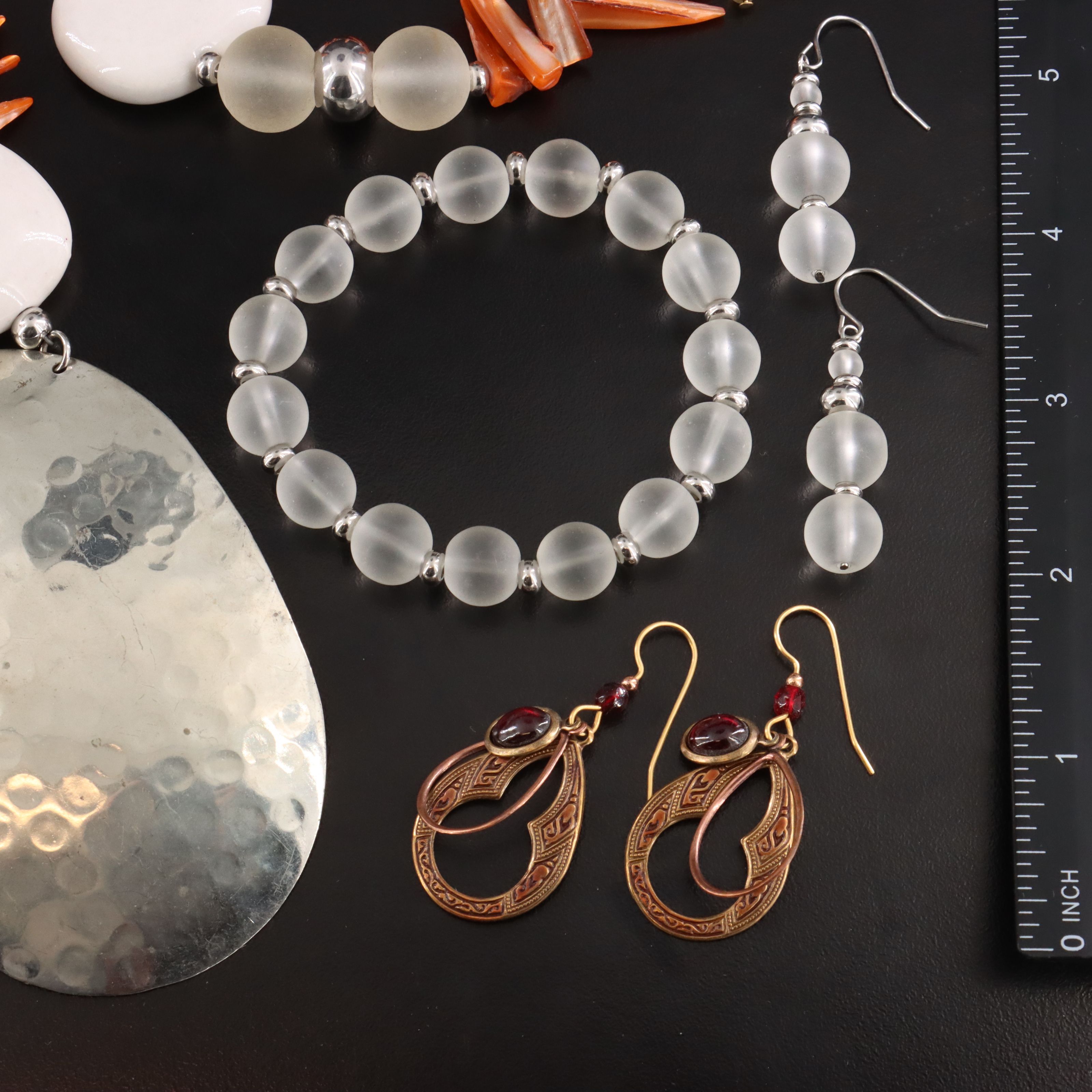 Jewelry Collection Featuring Red Line Designs, Shell and Abalone Doublet