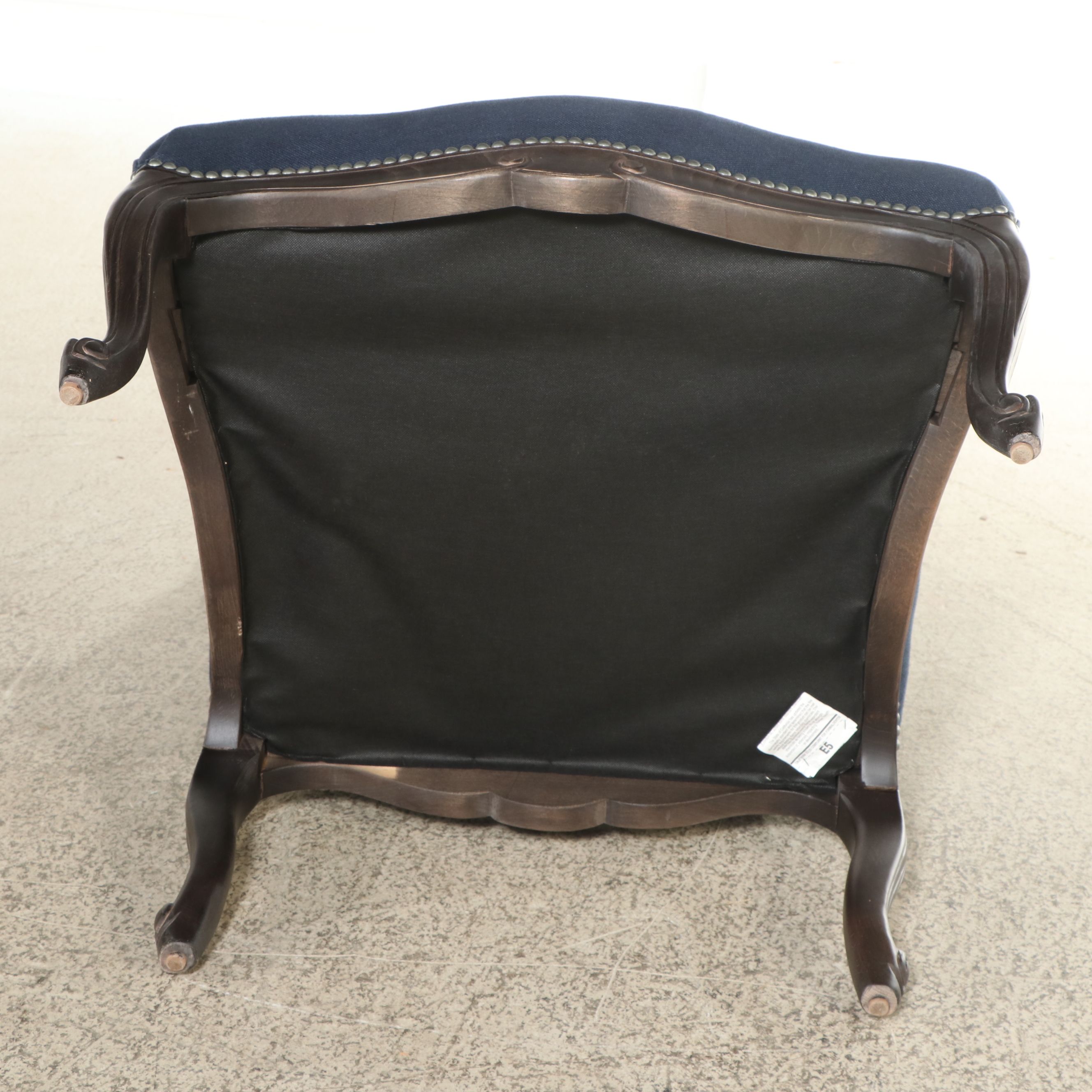 Contemporary Louis XV Style Fabric Upholstered and Ebonized Wood Fauteuil