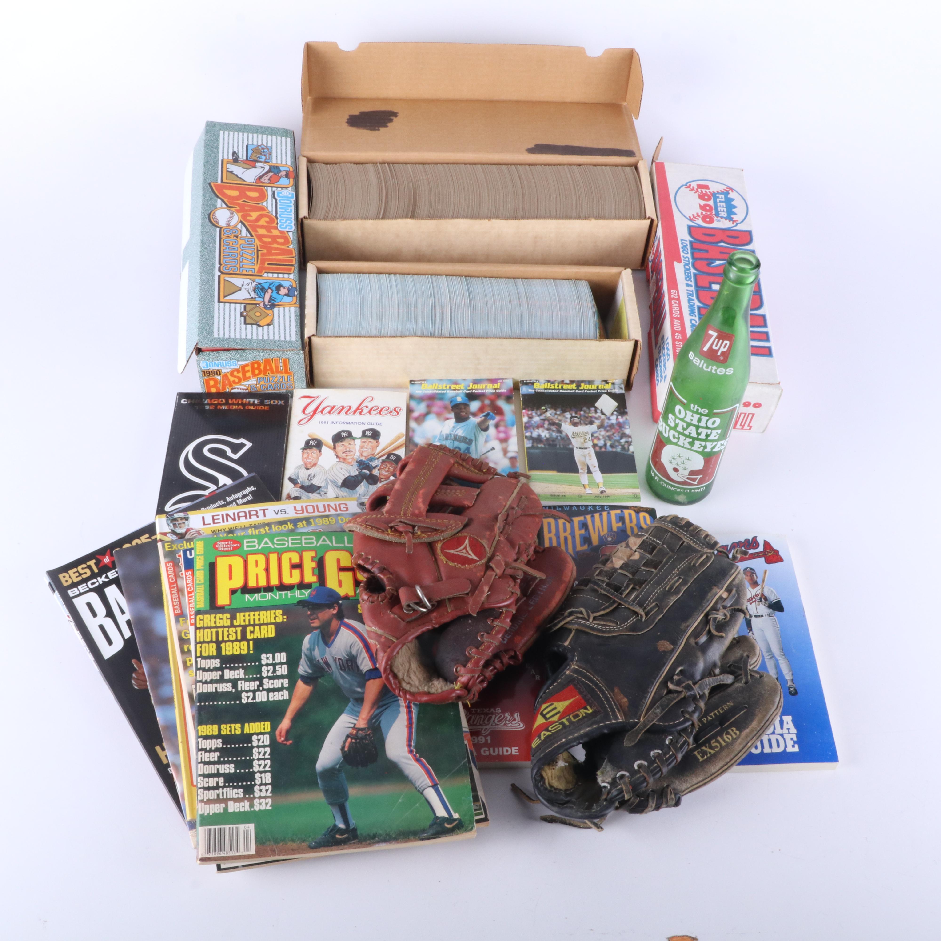 Large Group of Baseball and Football Cards, and Other Sports Items