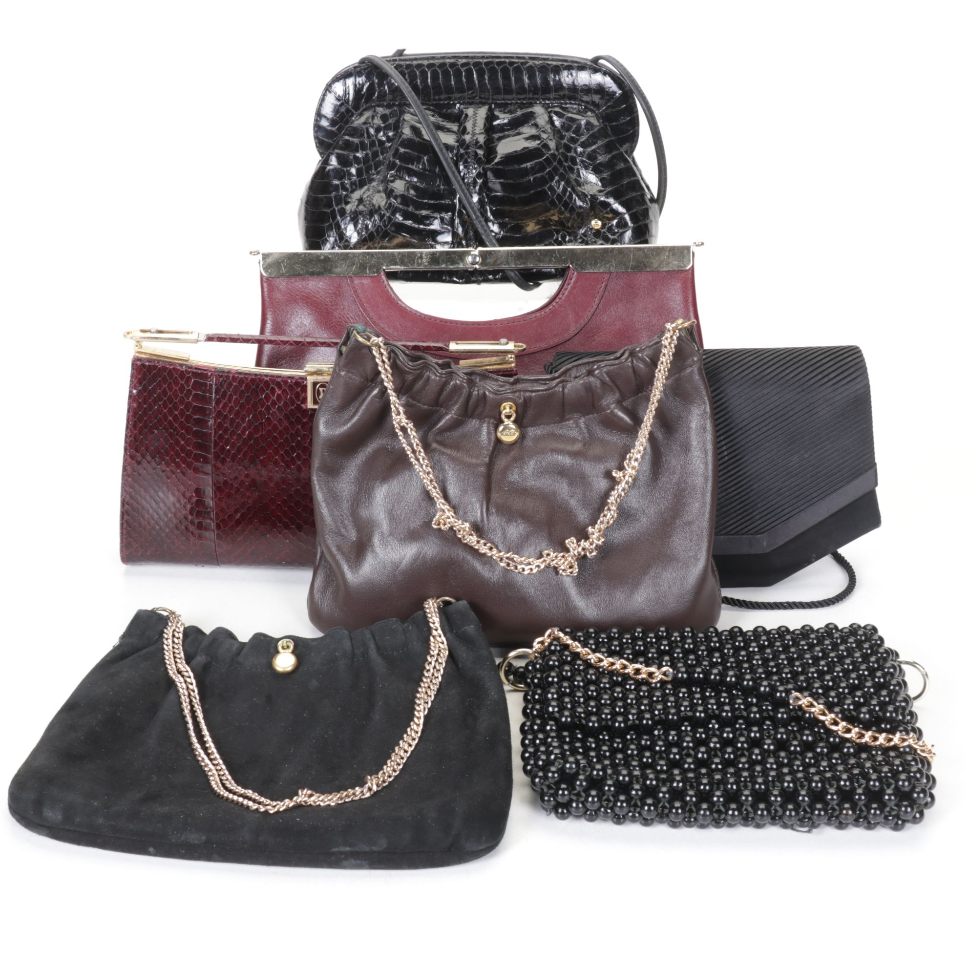 Etienne Aigner, Andé, Letisse with More Burgundy and Black Evening Clutch Purses