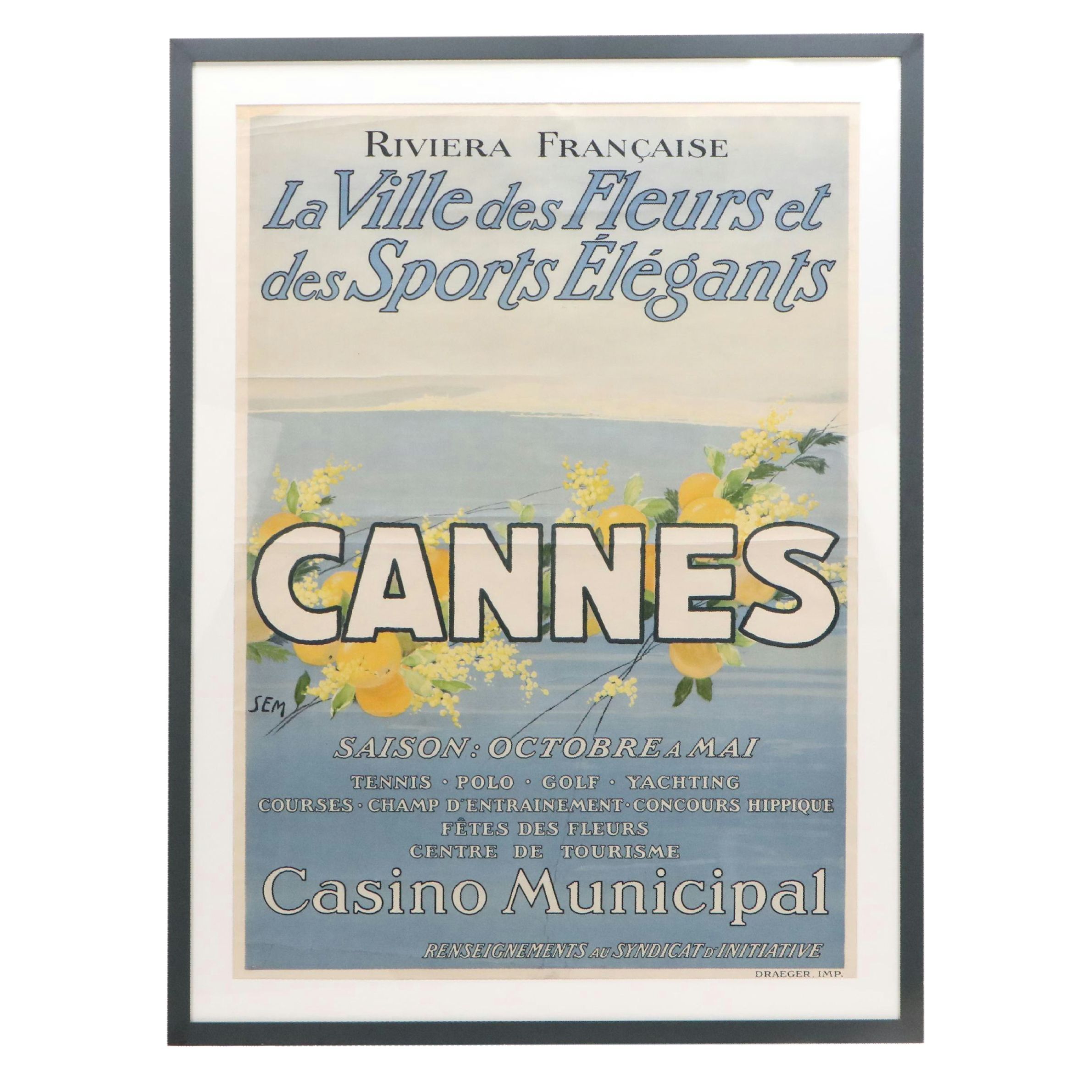 Color Lithograph Poster "Cannes" After Georges Goursat, Early 20th Century