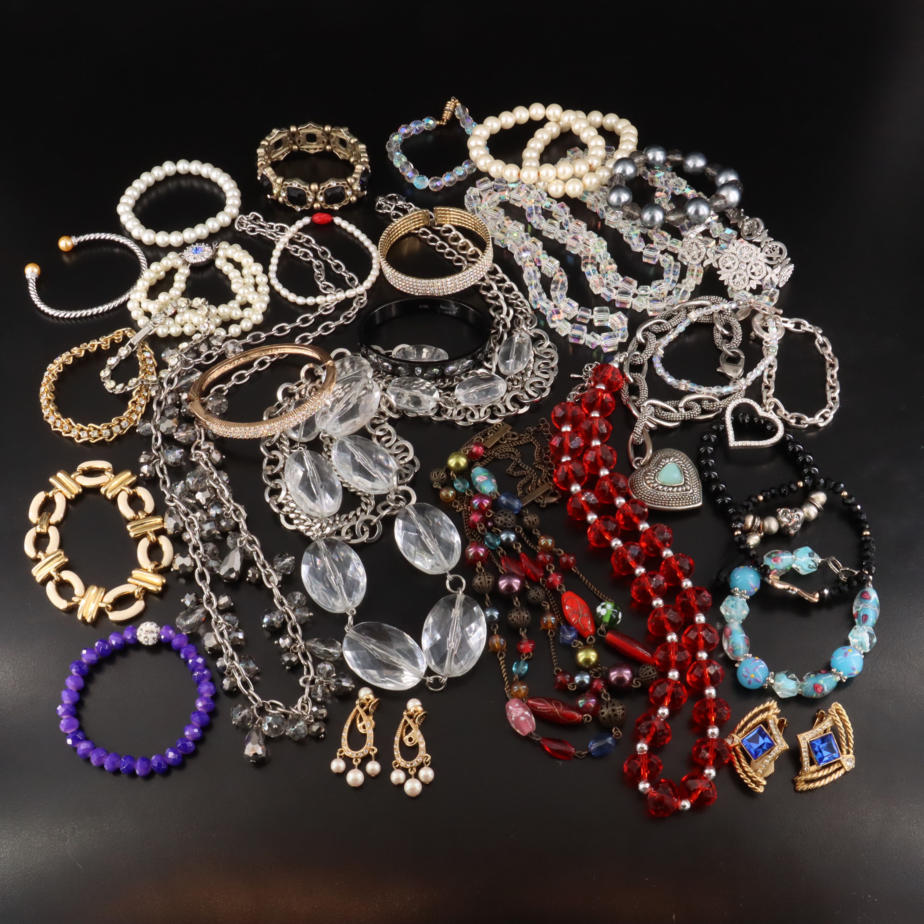 Contemporary Jewelry collection Featuring Faux Pearl and Rhinestones