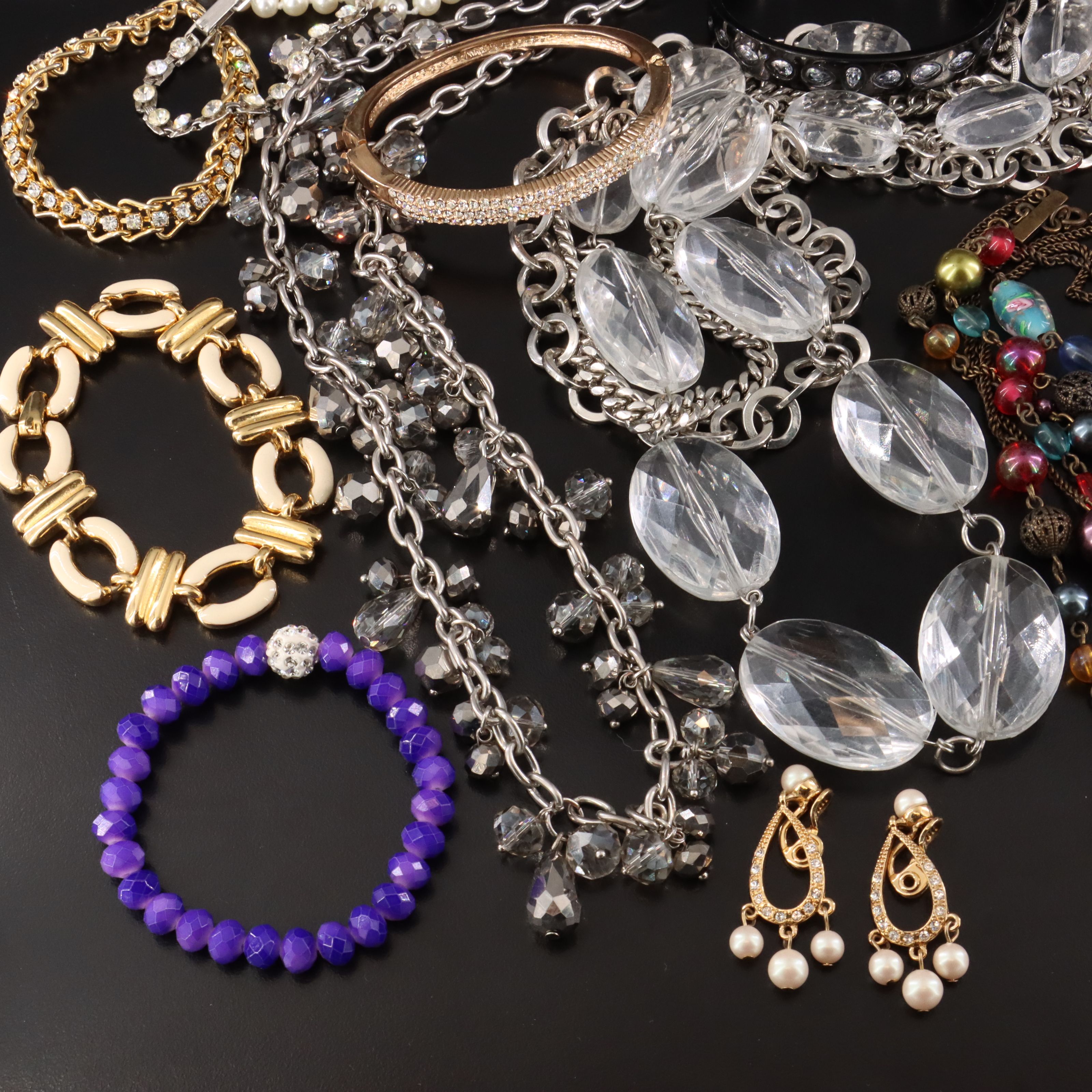 Contemporary Jewelry collection Featuring Faux Pearl and Rhinestones