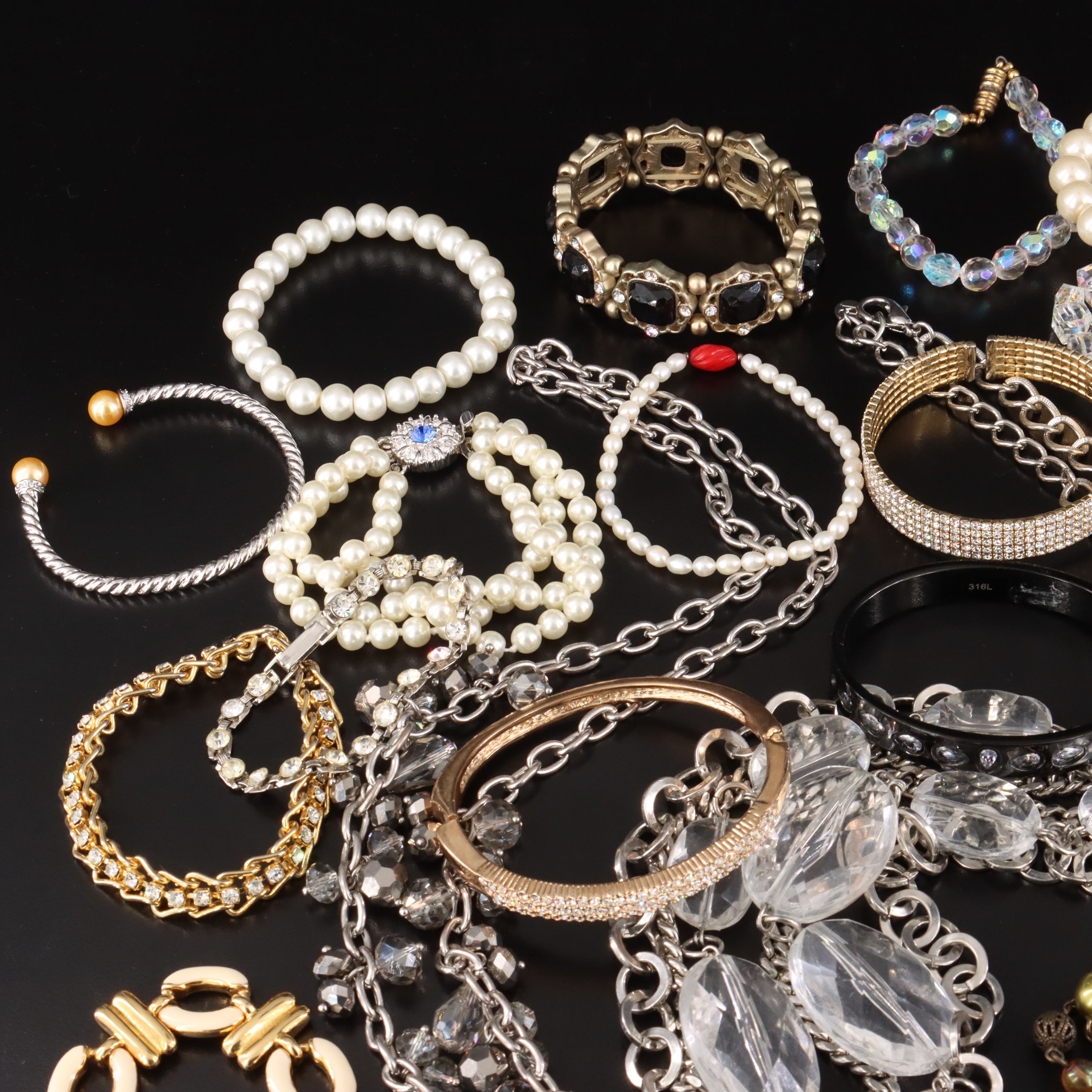 Contemporary Jewelry collection Featuring Faux Pearl and Rhinestones