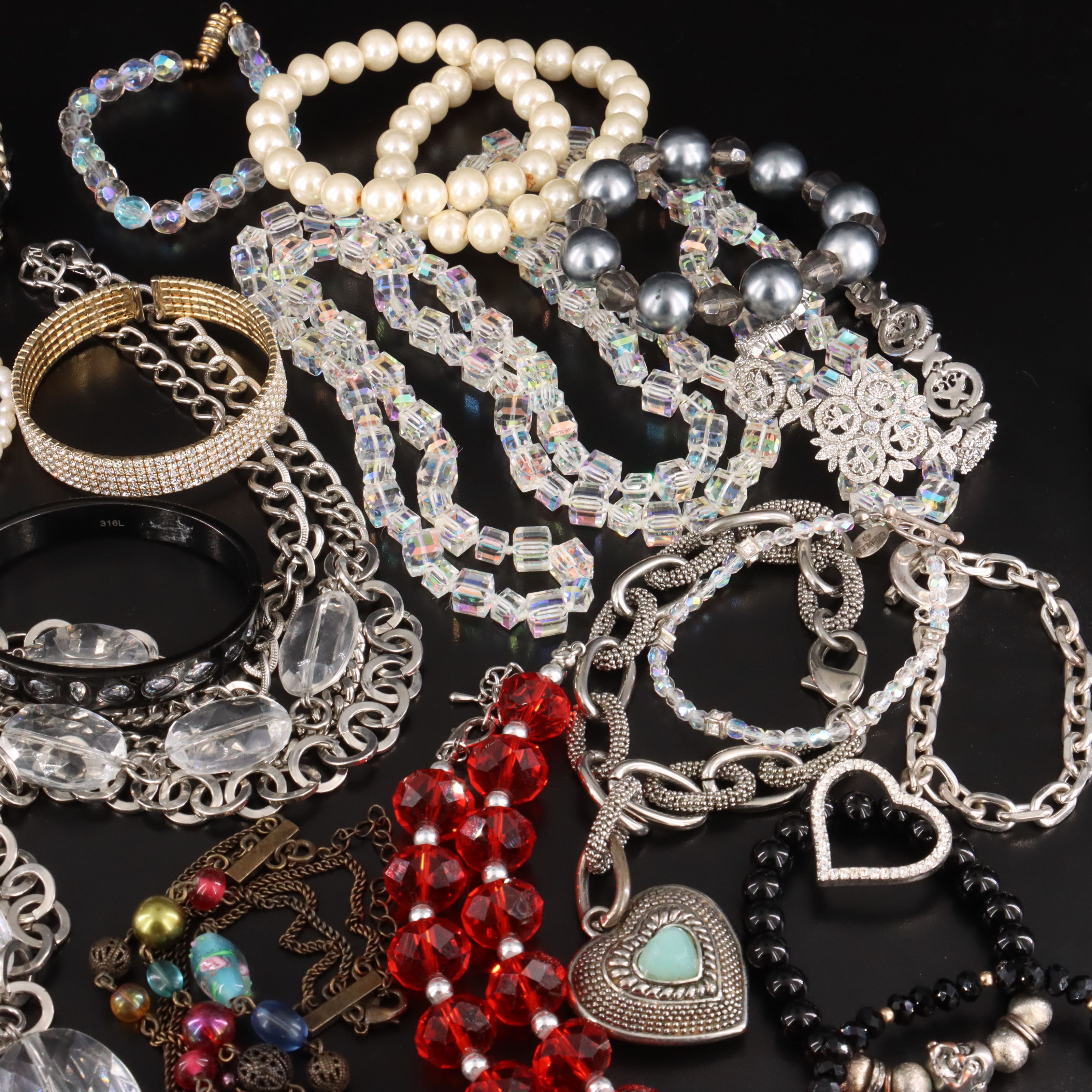 Contemporary Jewelry collection Featuring Faux Pearl and Rhinestones