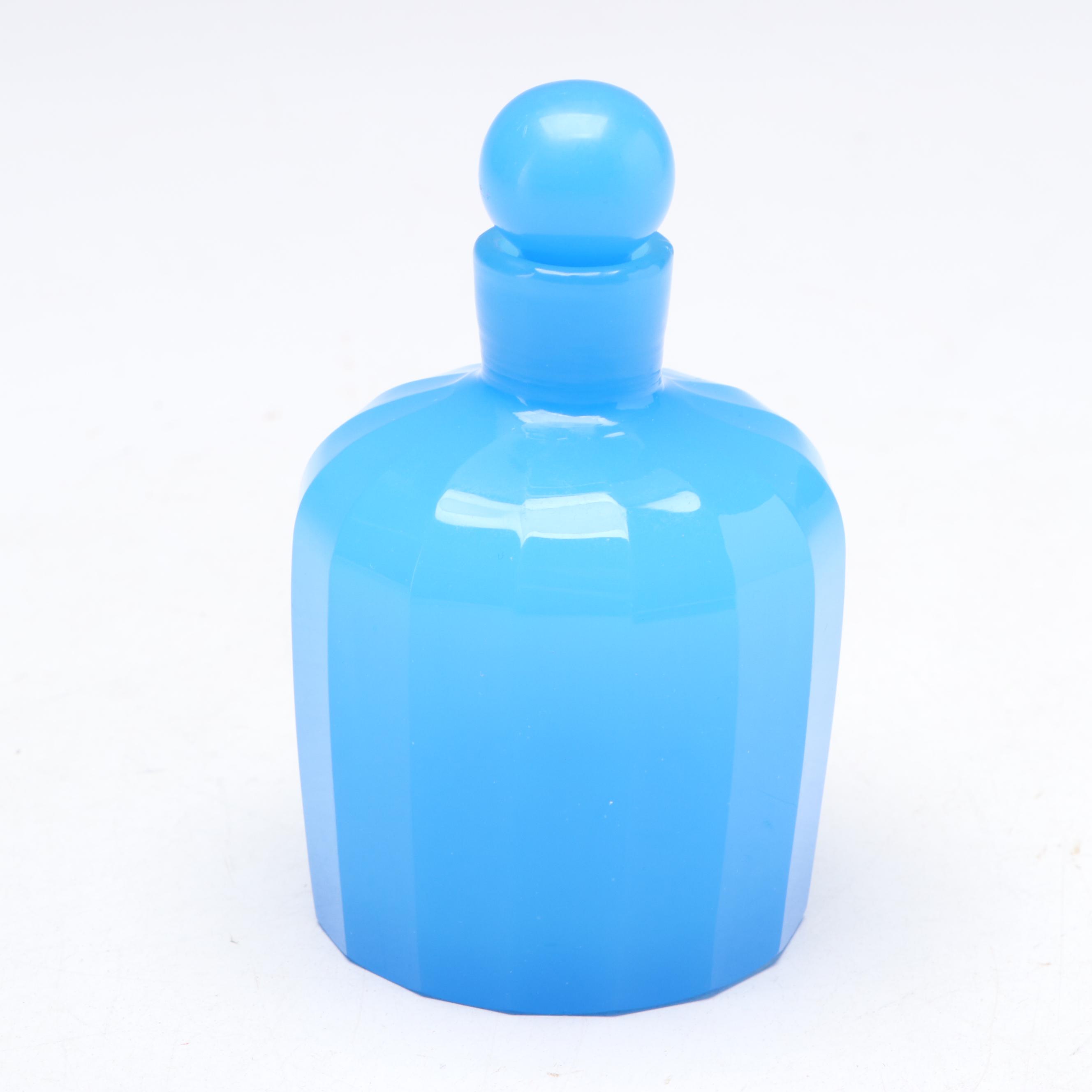 Blue Opaline Glass Perfume Bottle with Victorian Double-Ended Scent Bottle