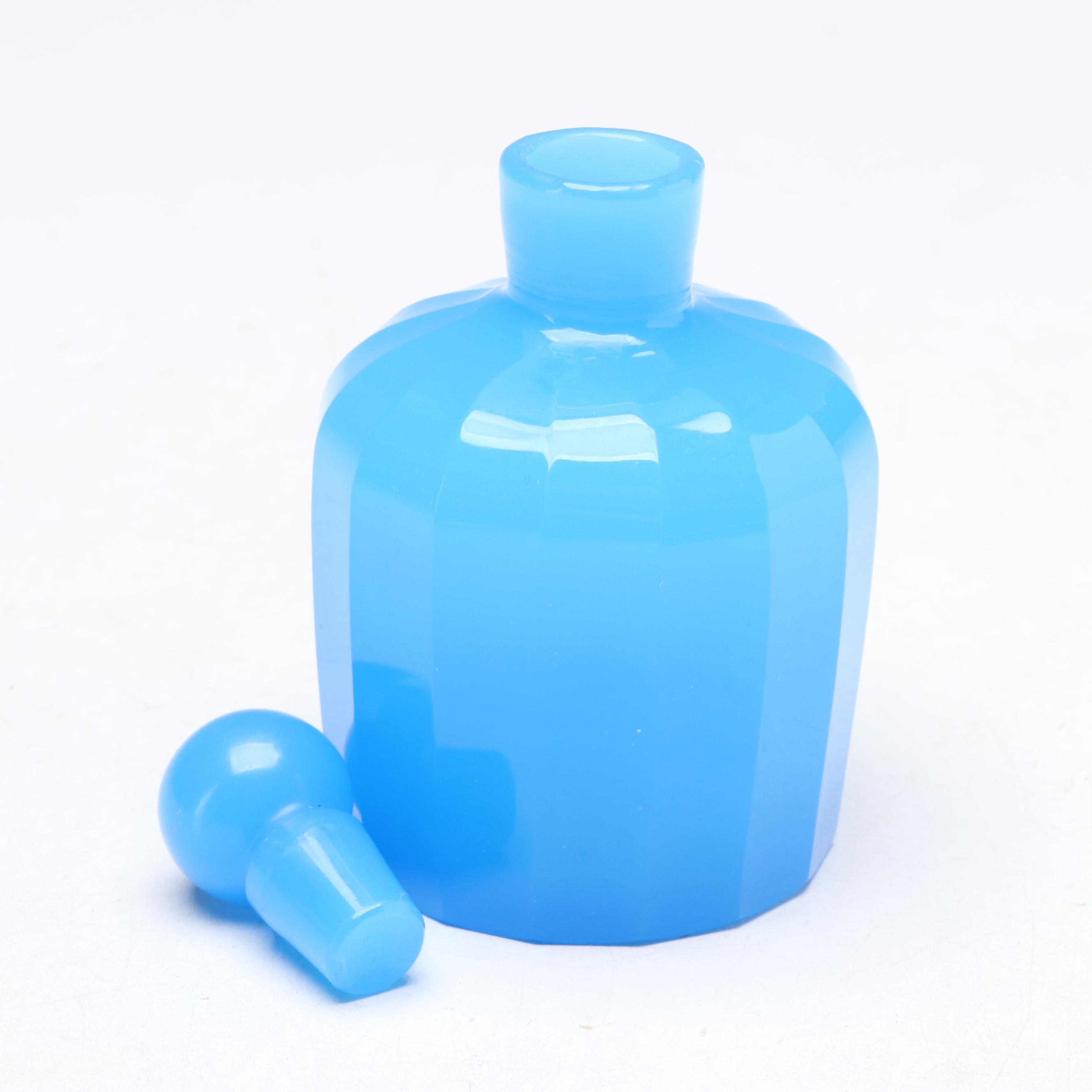 Blue Opaline Glass Perfume Bottle with Victorian Double-Ended Scent Bottle