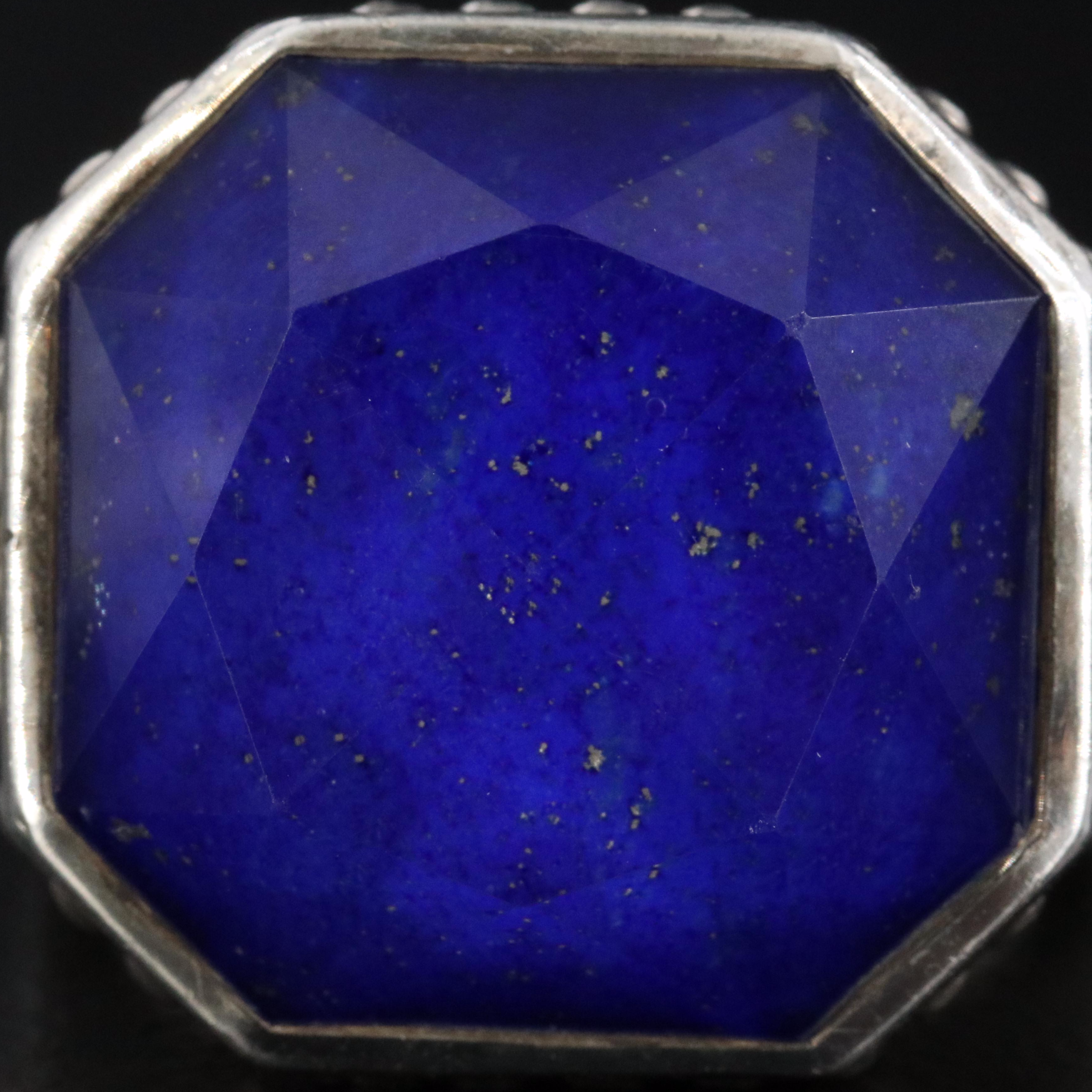 Lagos Sterling Quatz and Lapis Octagonal Ring with 18K Accent