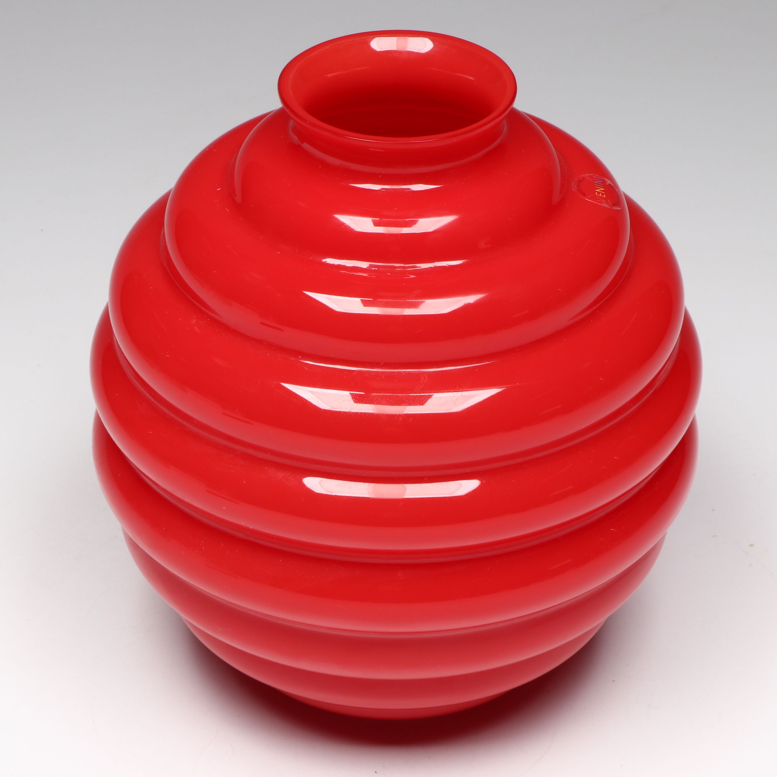 Venini Red Italian Art Glass Vase, 2015
