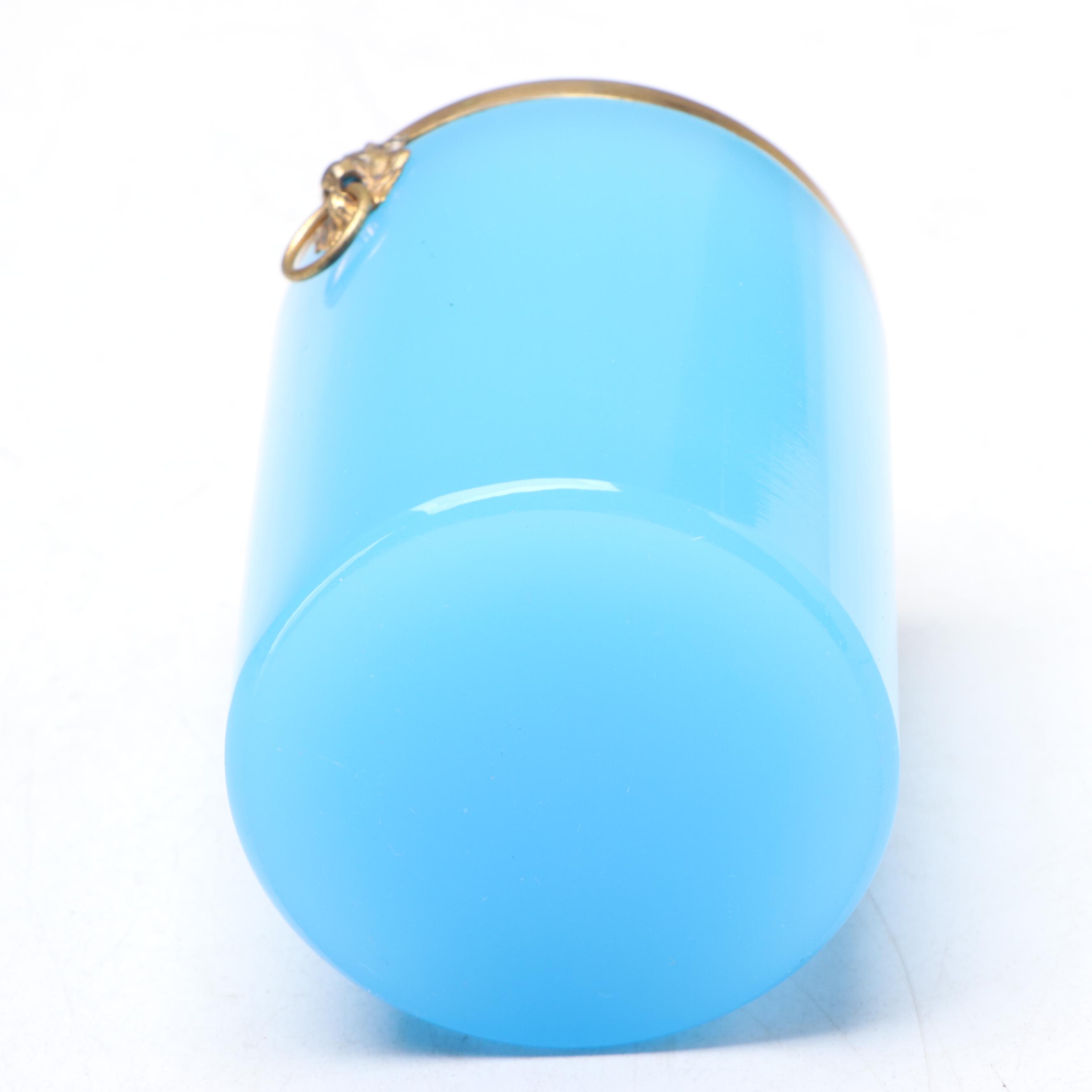 French Style Opaline Glass and Gilt Metal Ashtray with Cigarette Holder