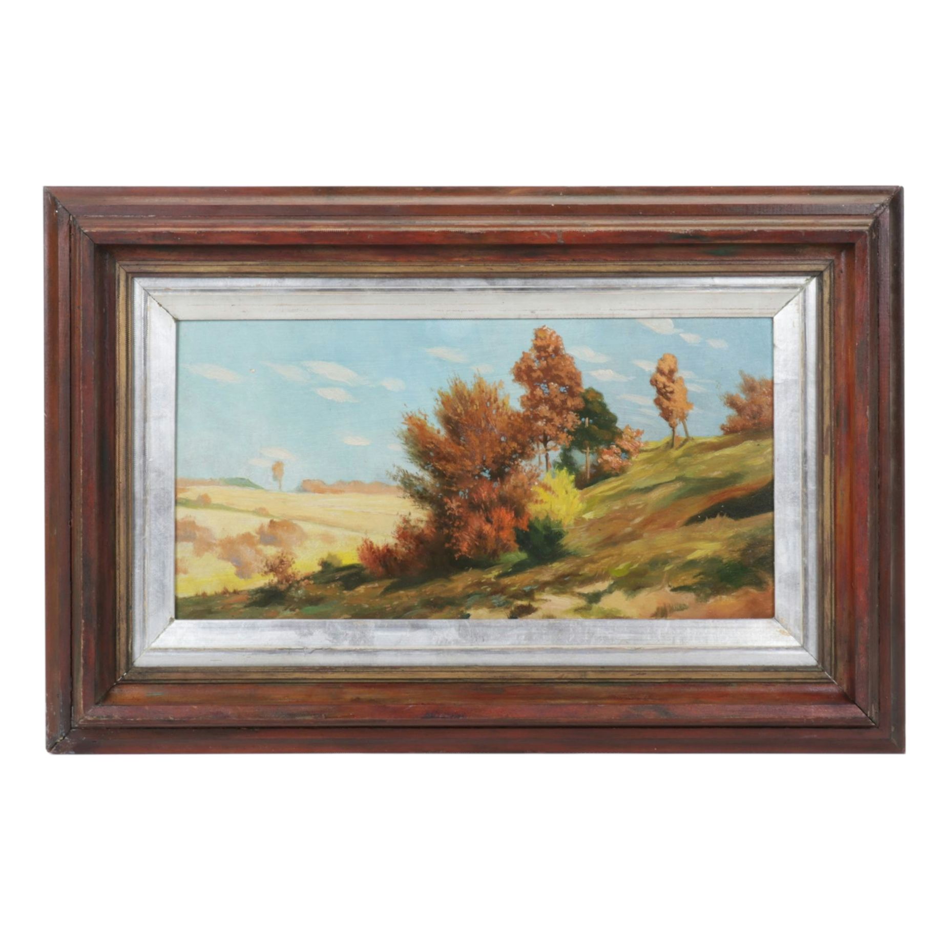 Impressionist Landscape Oil Painting of a Hillside Valley with Autumn Trees