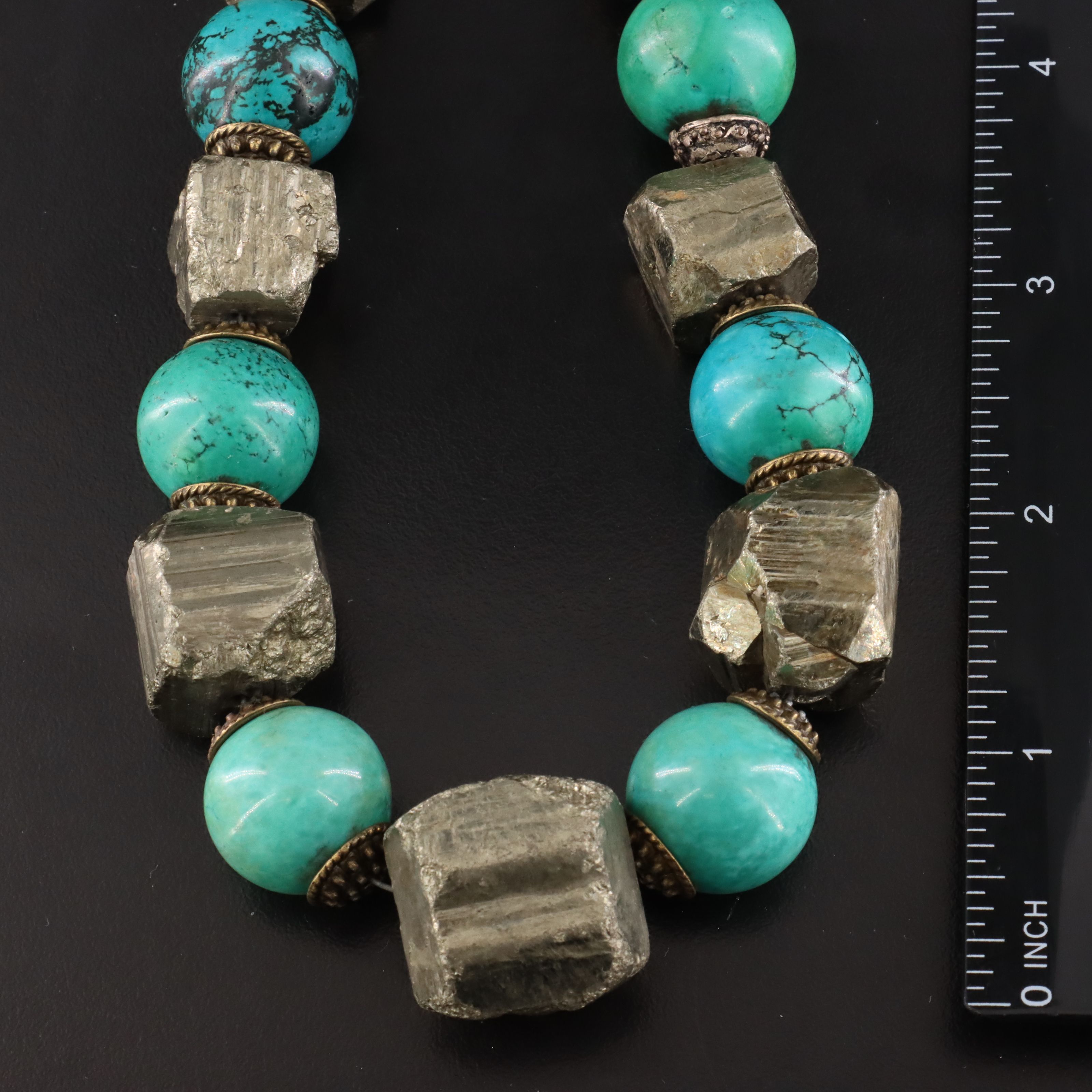Magnesite, Pyrite and Howlite Necklaces
