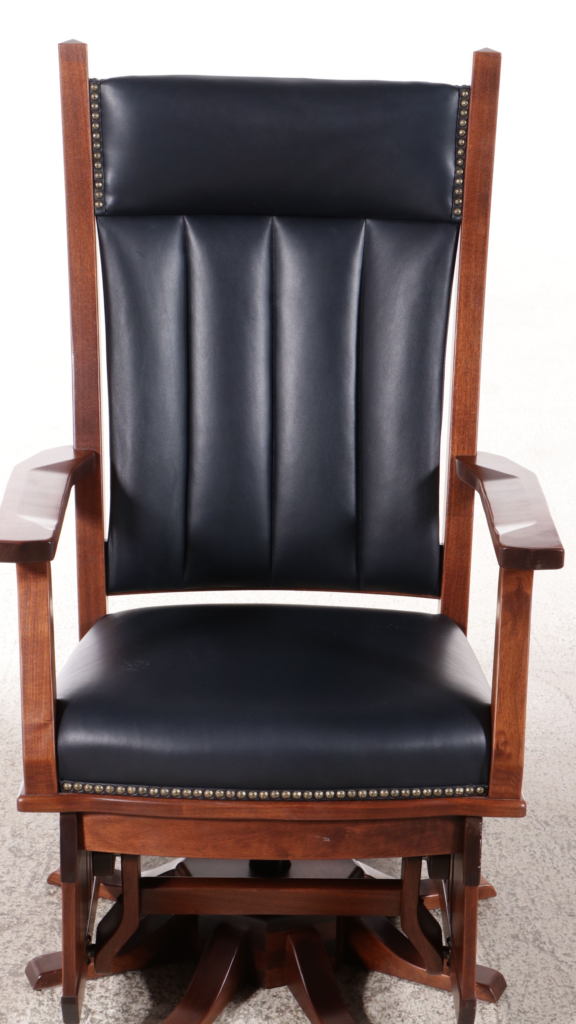 Buckeye Rocker Craftsman Style Bench-Made Walnut and Leather Swivel Glider Chair