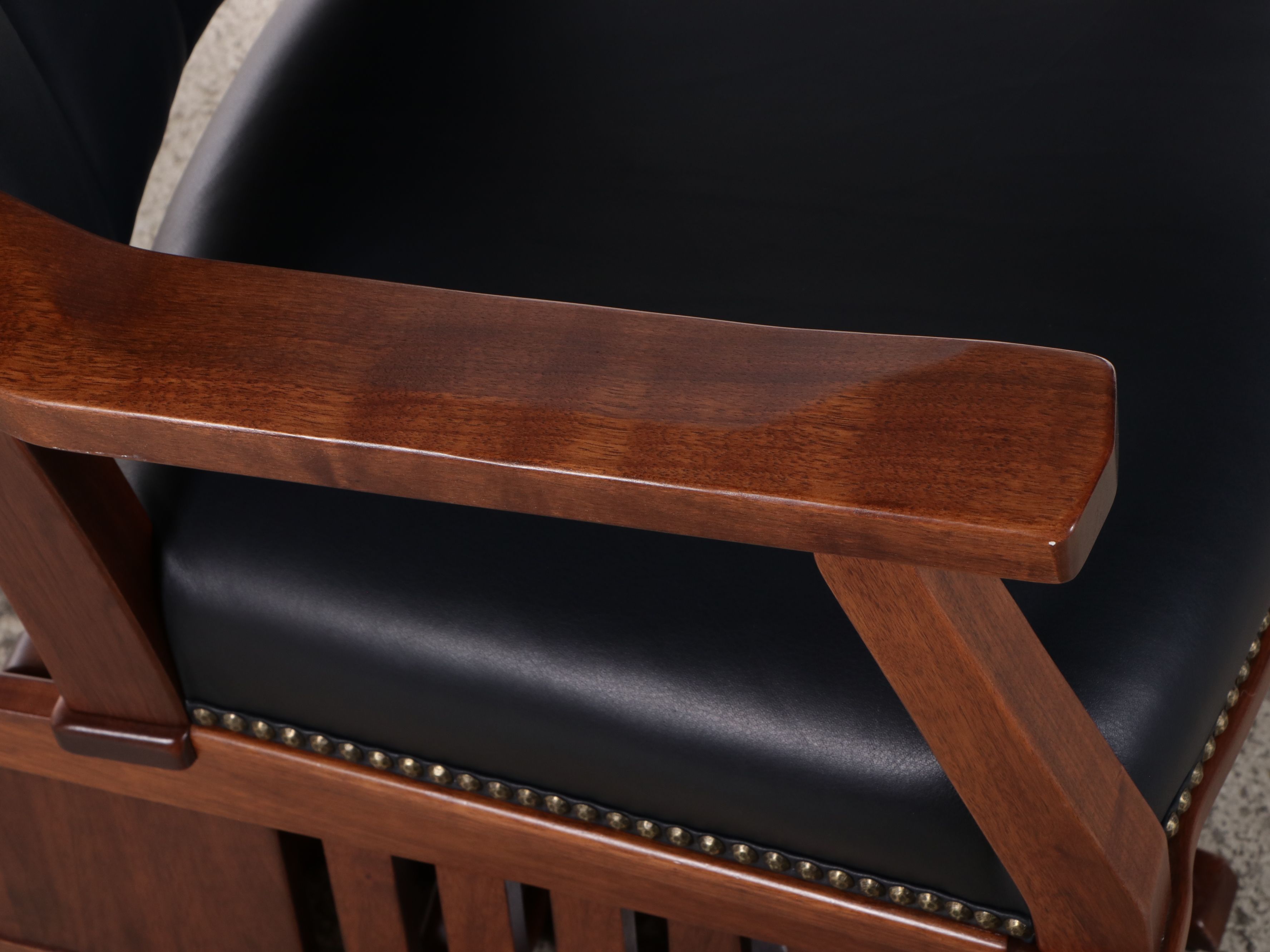 Buckeye Rocker Craftsman Style Bench-Made Walnut and Leather Swivel Glider Chair