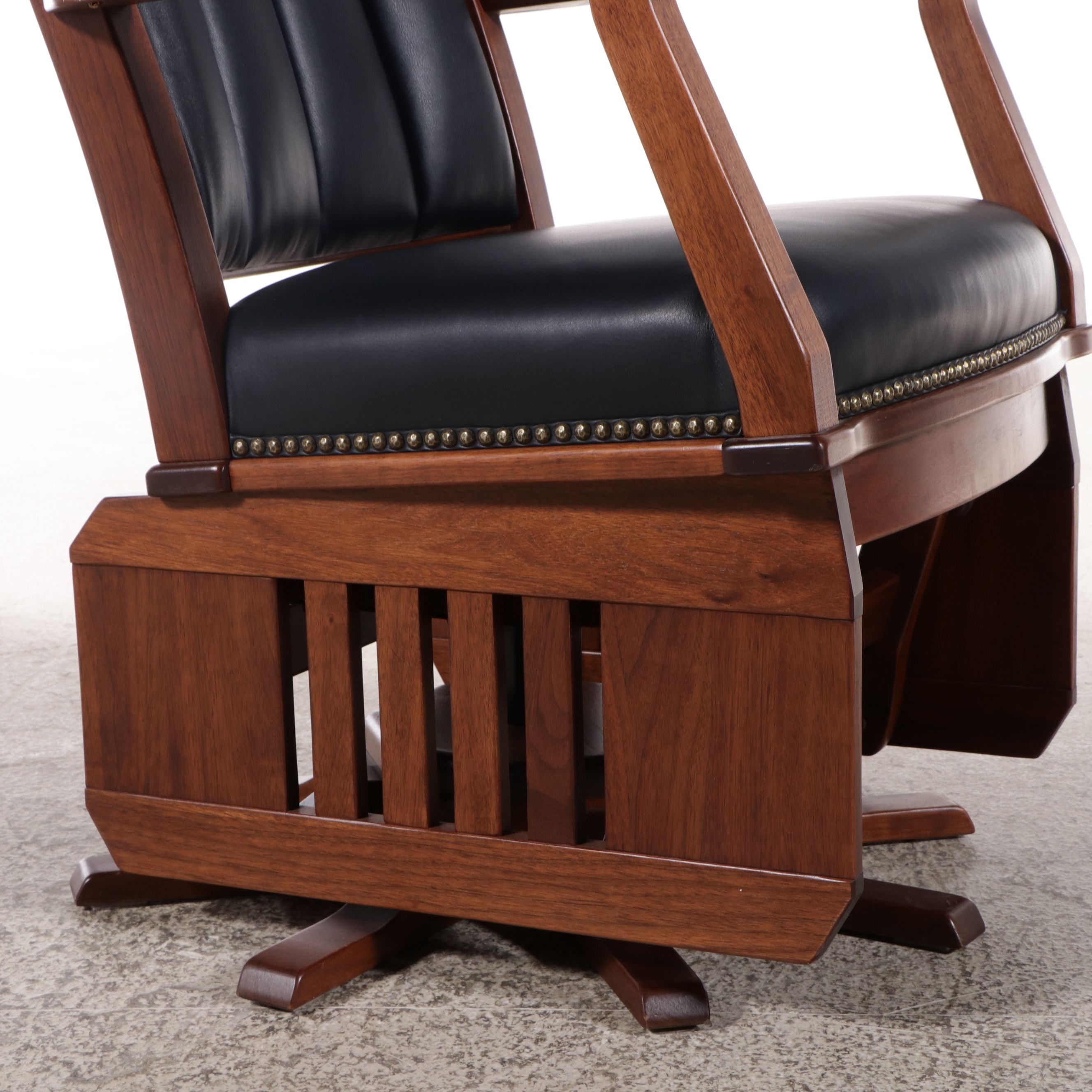 Buckeye Rocker Craftsman Style Bench-Made Walnut and Leather Swivel Glider Chair