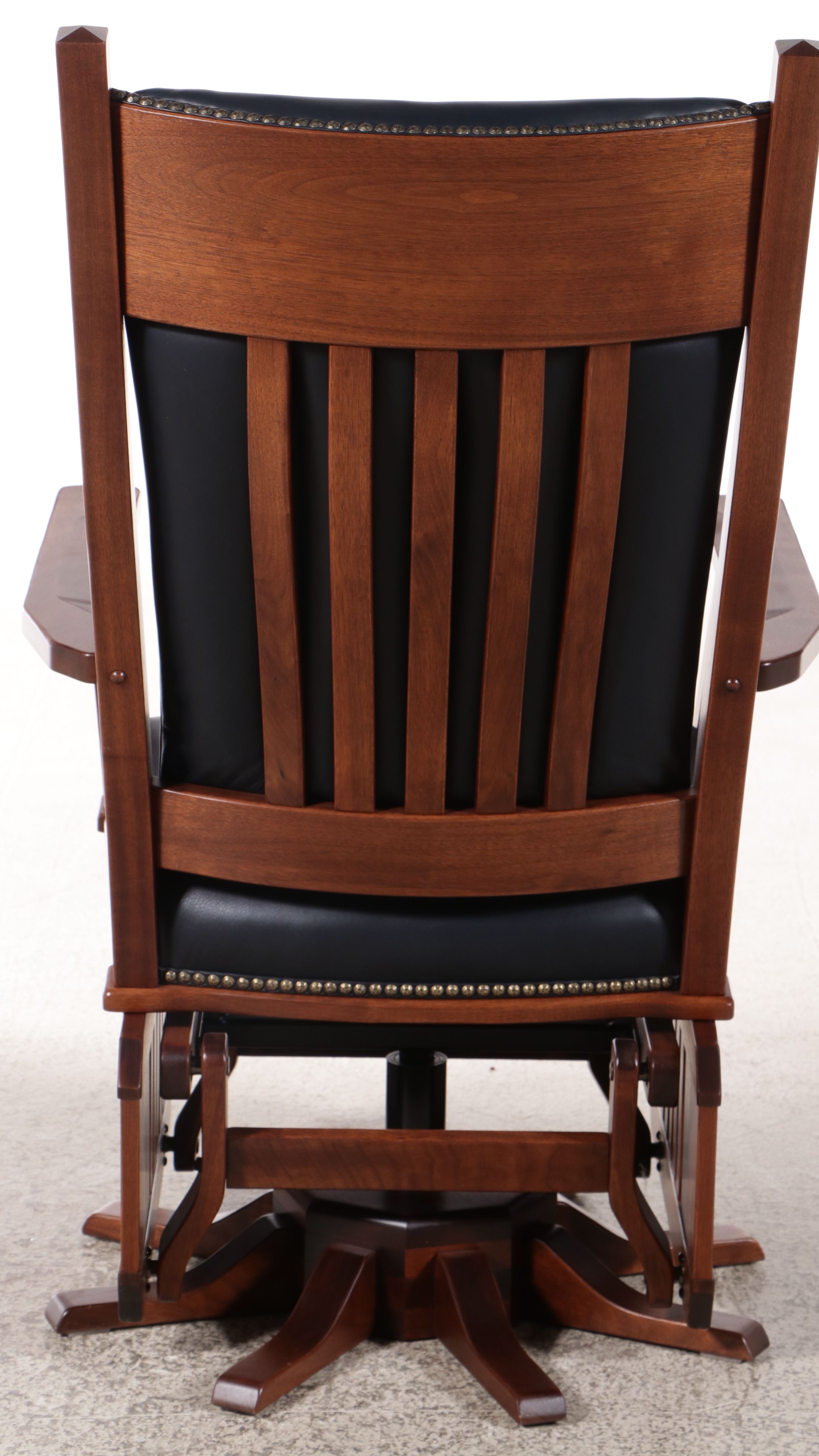 Buckeye Rocker Craftsman Style Bench-Made Walnut and Leather Swivel Glider Chair