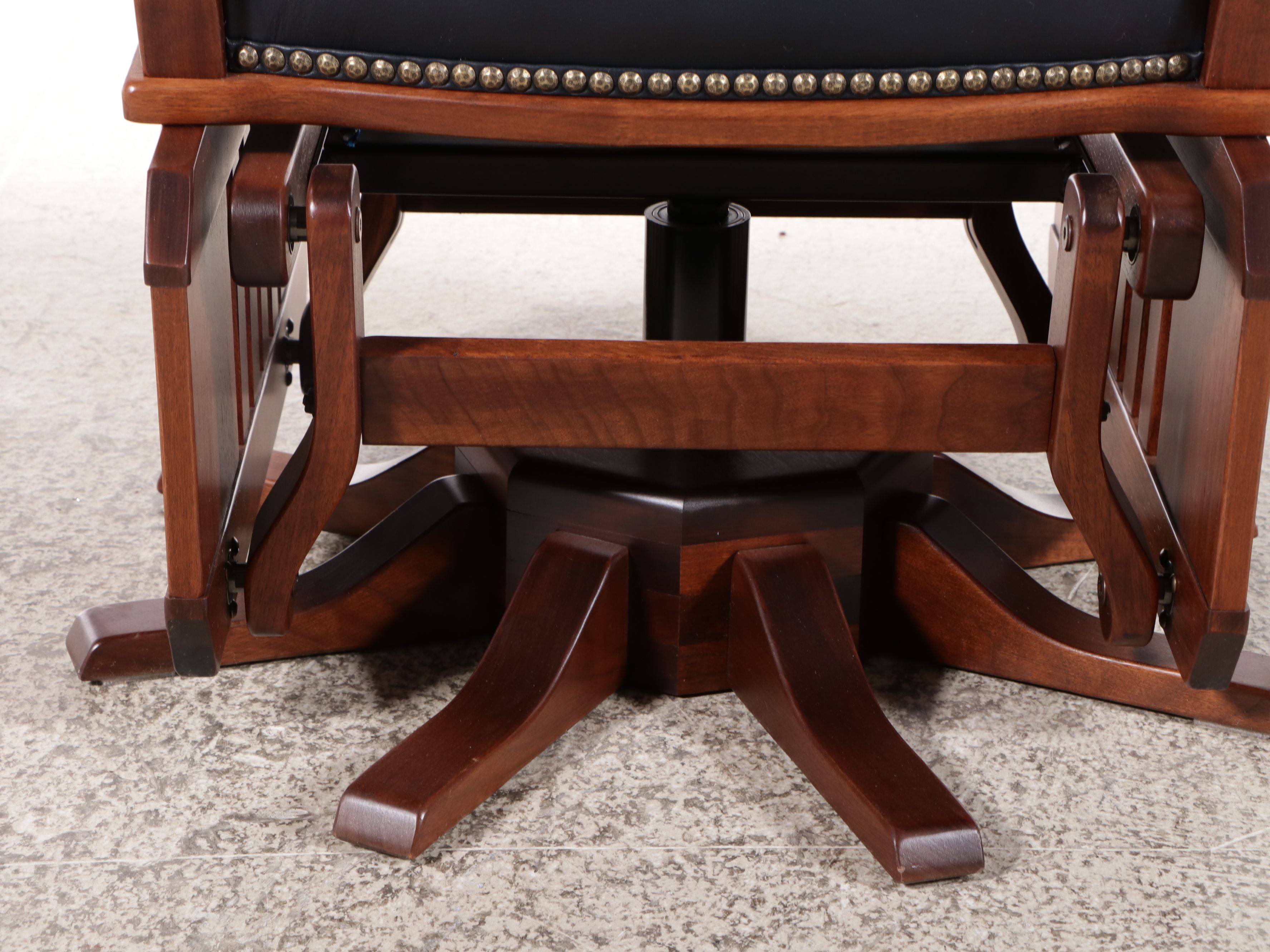 Buckeye Rocker Craftsman Style Bench-Made Walnut and Leather Swivel Glider Chair