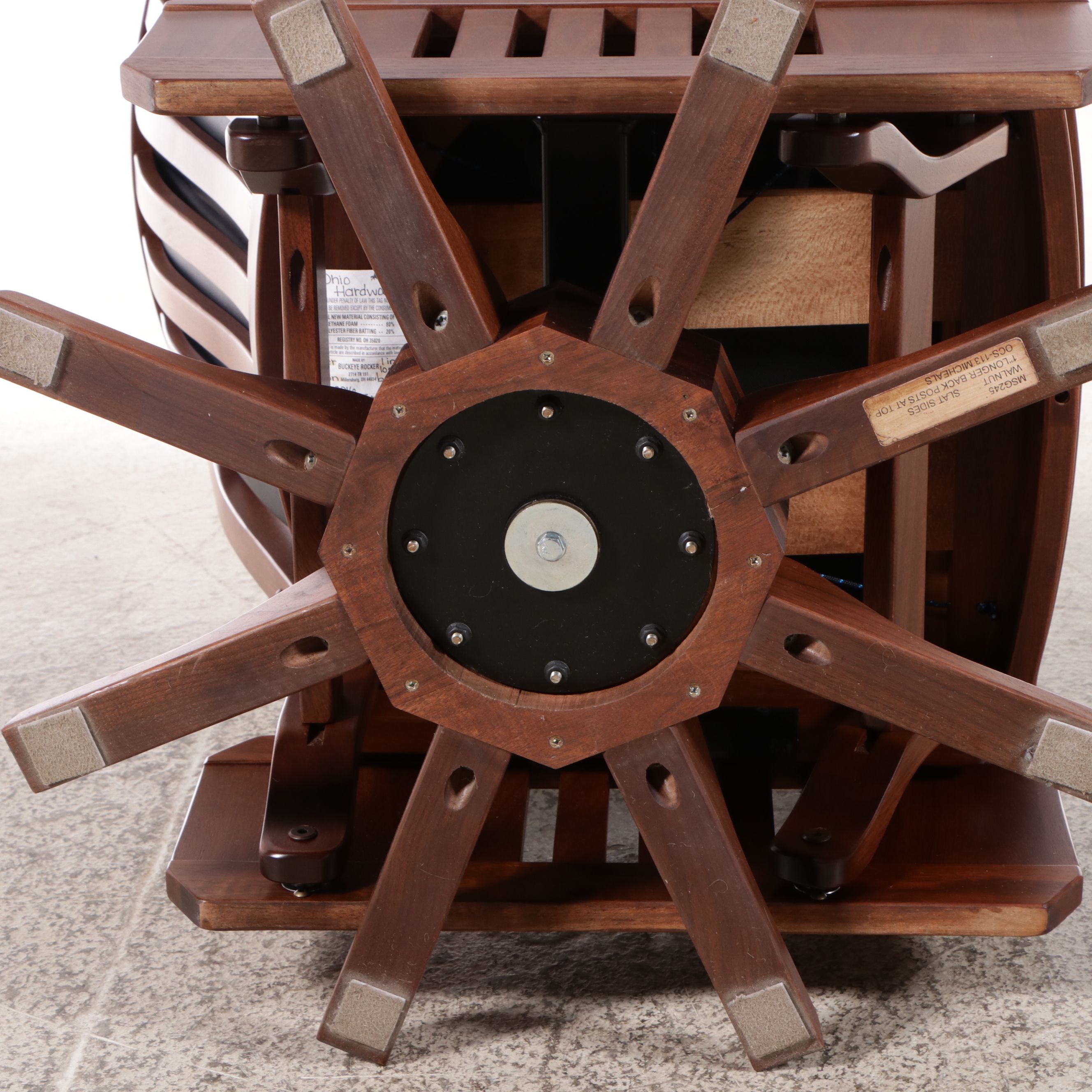 Buckeye Rocker Craftsman Style Bench-Made Walnut and Leather Swivel Glider Chair