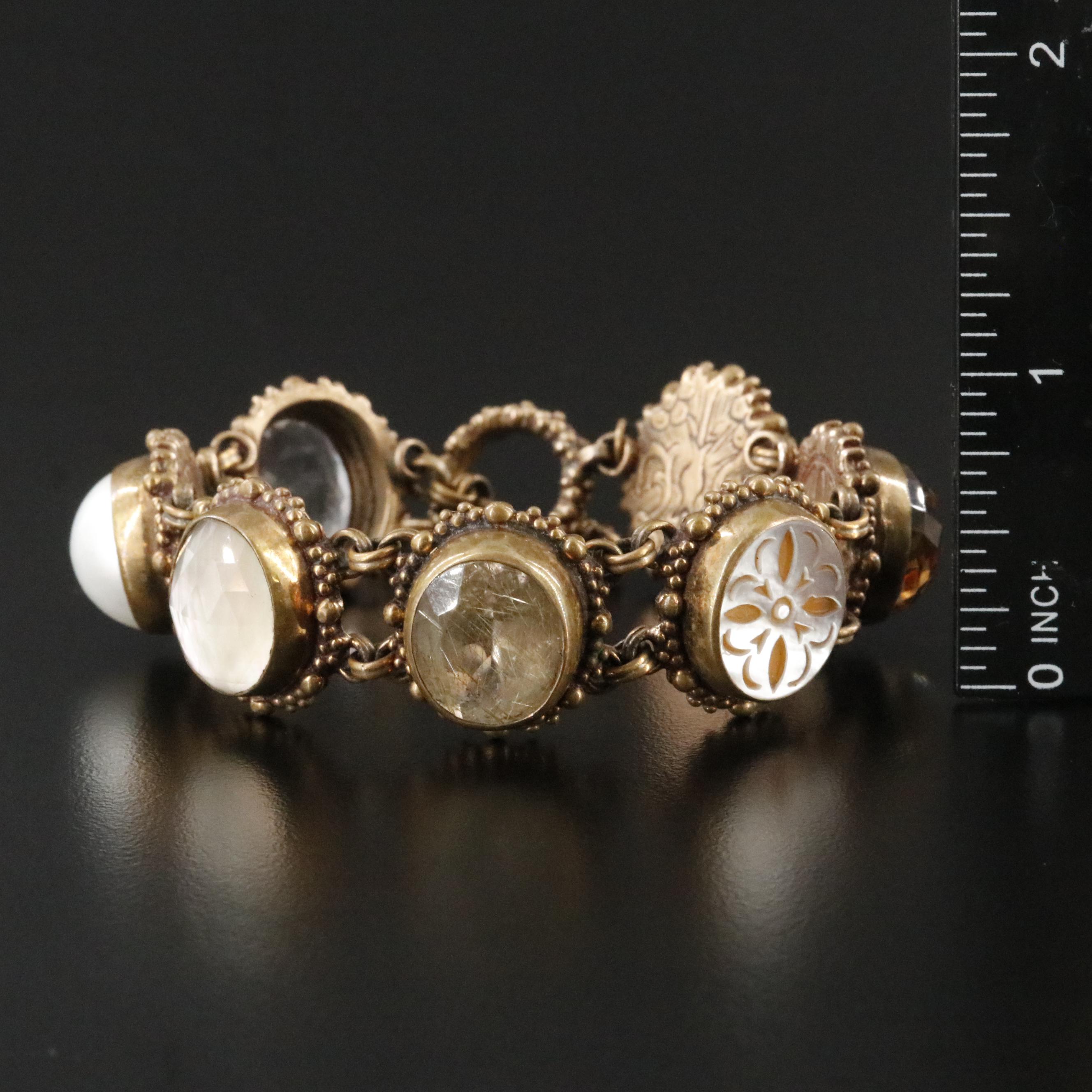 Stephen Dweck Quartz Variety and Pearl Toggle Bracelet