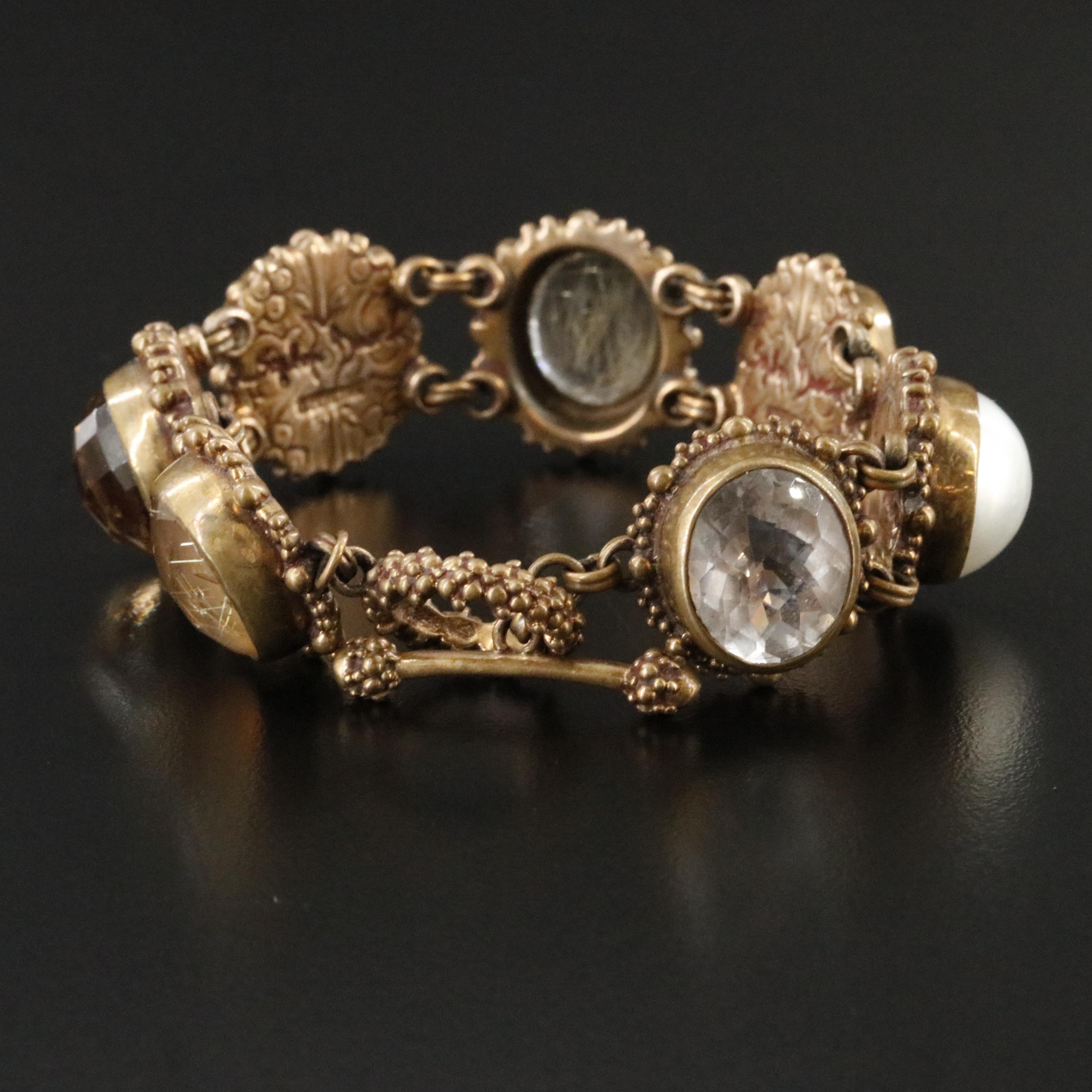 Stephen Dweck Quartz Variety and Pearl Toggle Bracelet