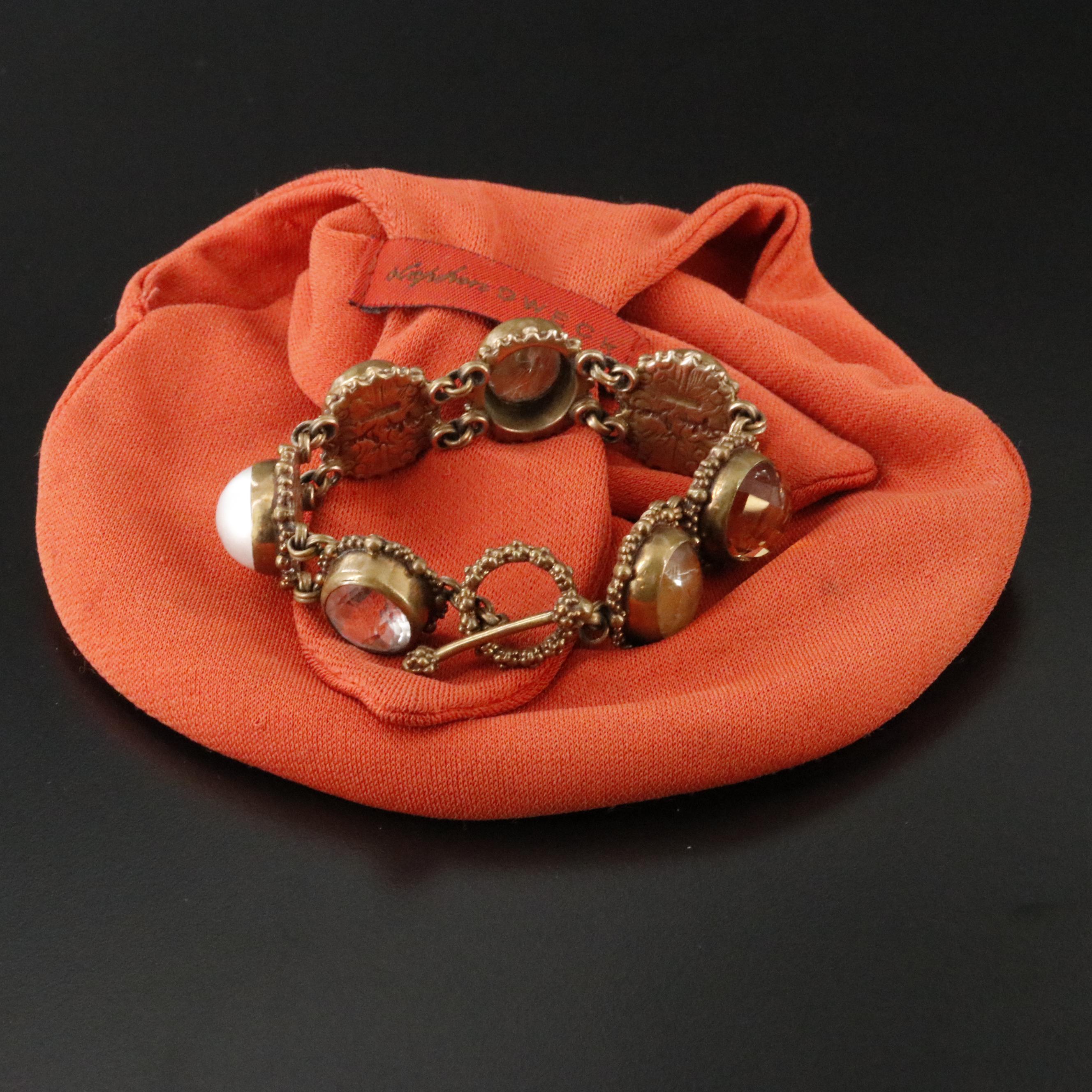 Stephen Dweck Quartz Variety and Pearl Toggle Bracelet