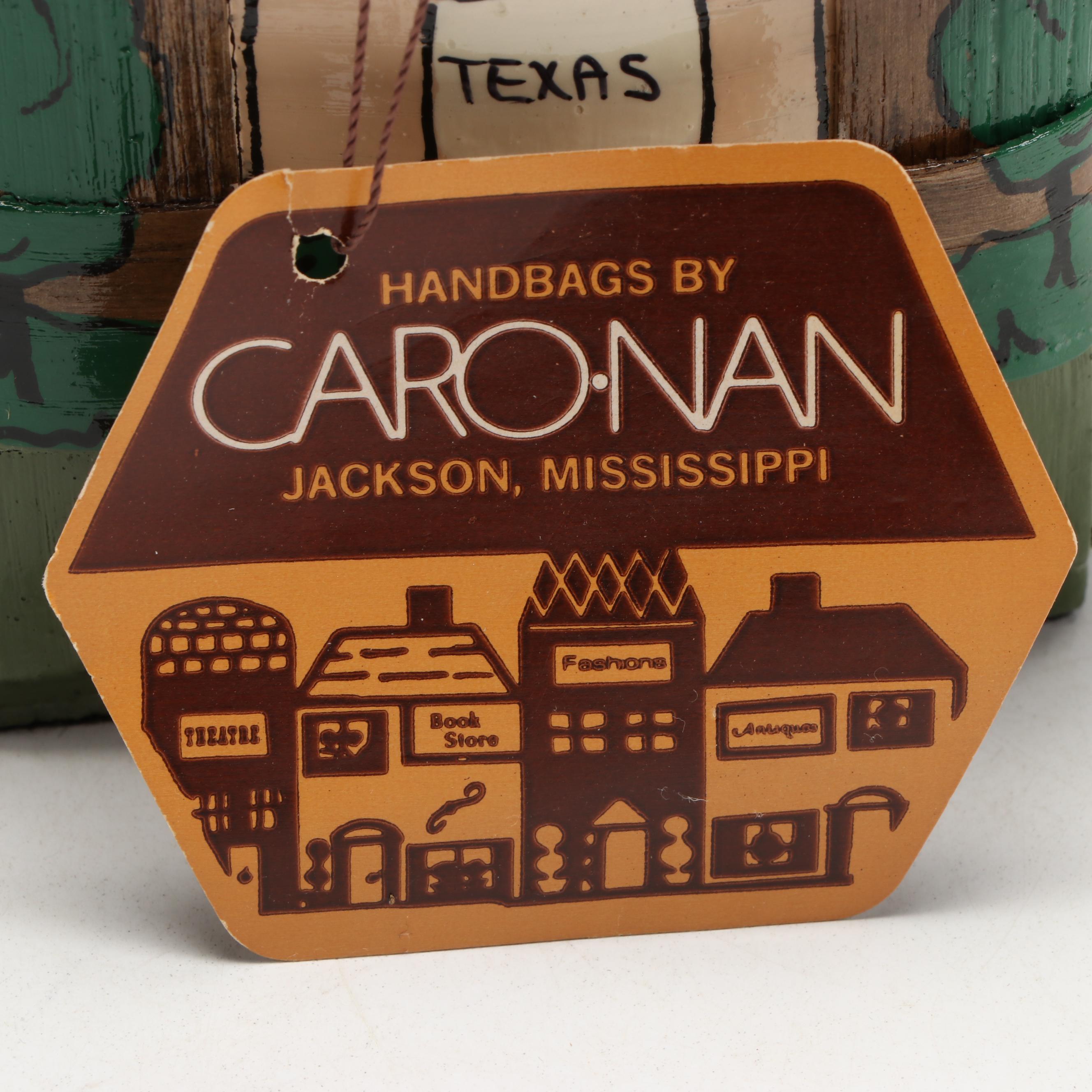 "The Elaine Shops" Handwoven Basket Purse with Jewelry Box and Ceramic Busts