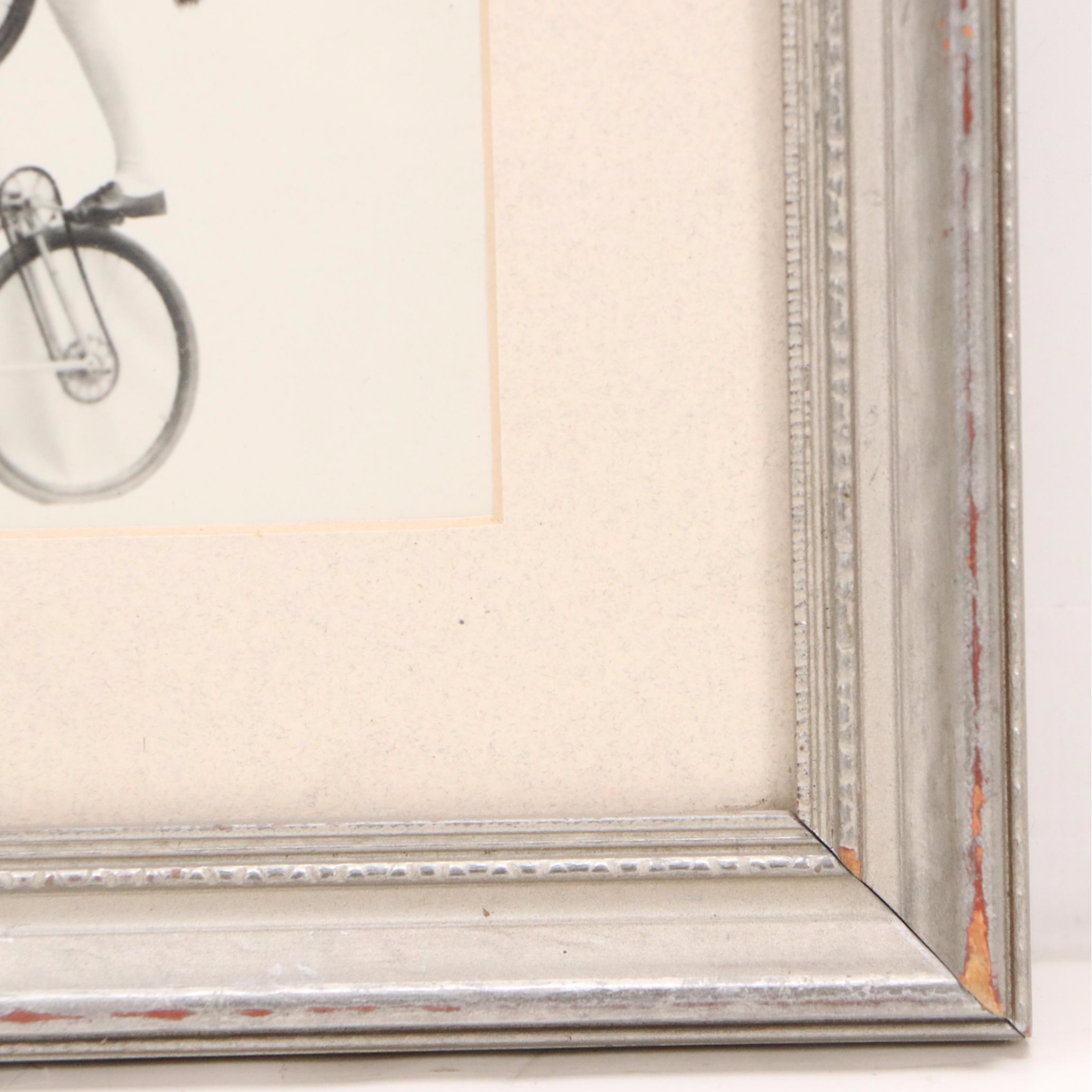 Silver Prints of Unicyclist on Tightrope and on Bicycle, Circa 1900