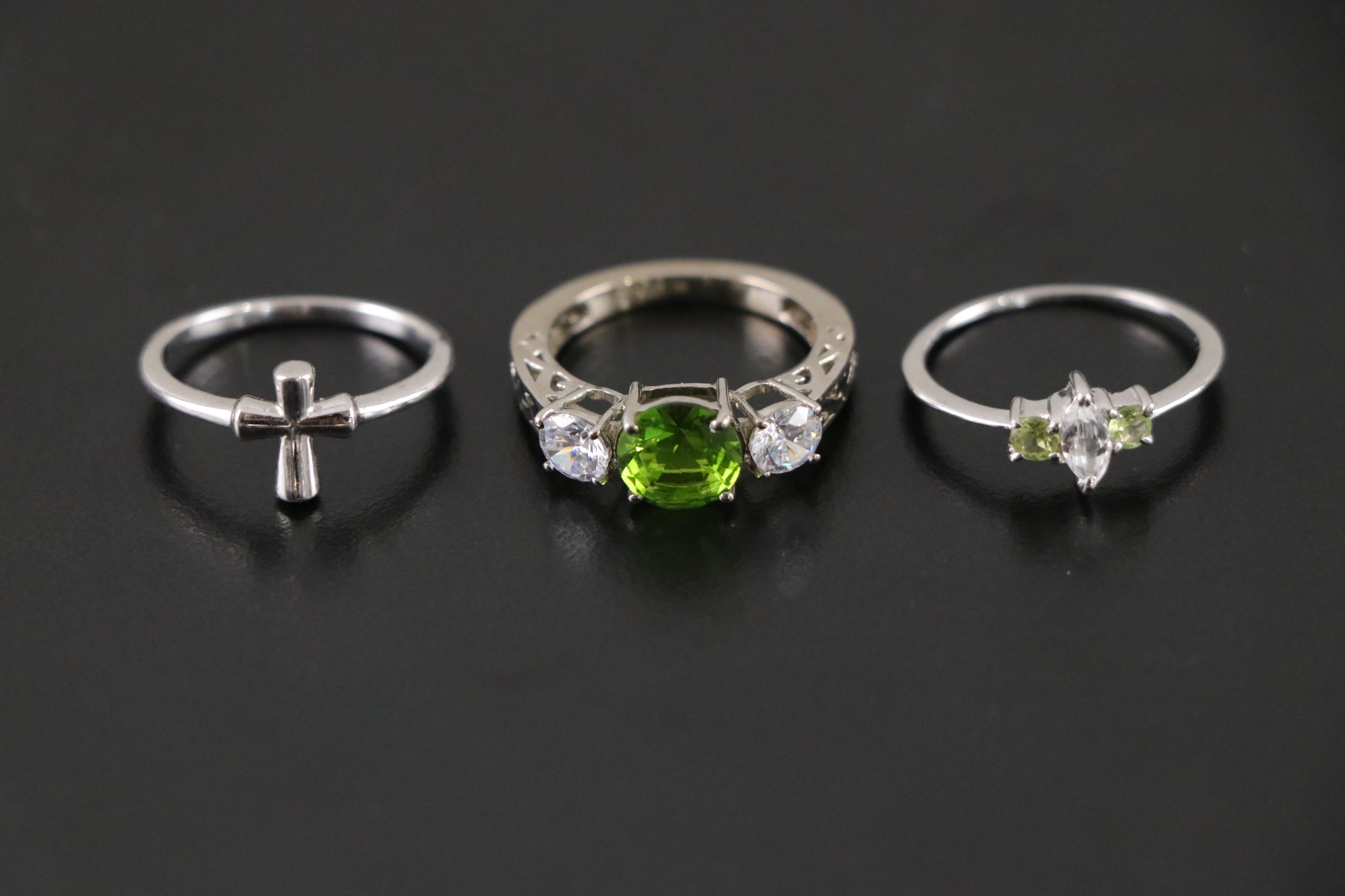 14 Assorted Sterling Silver Rings, Necklaces and Earrings