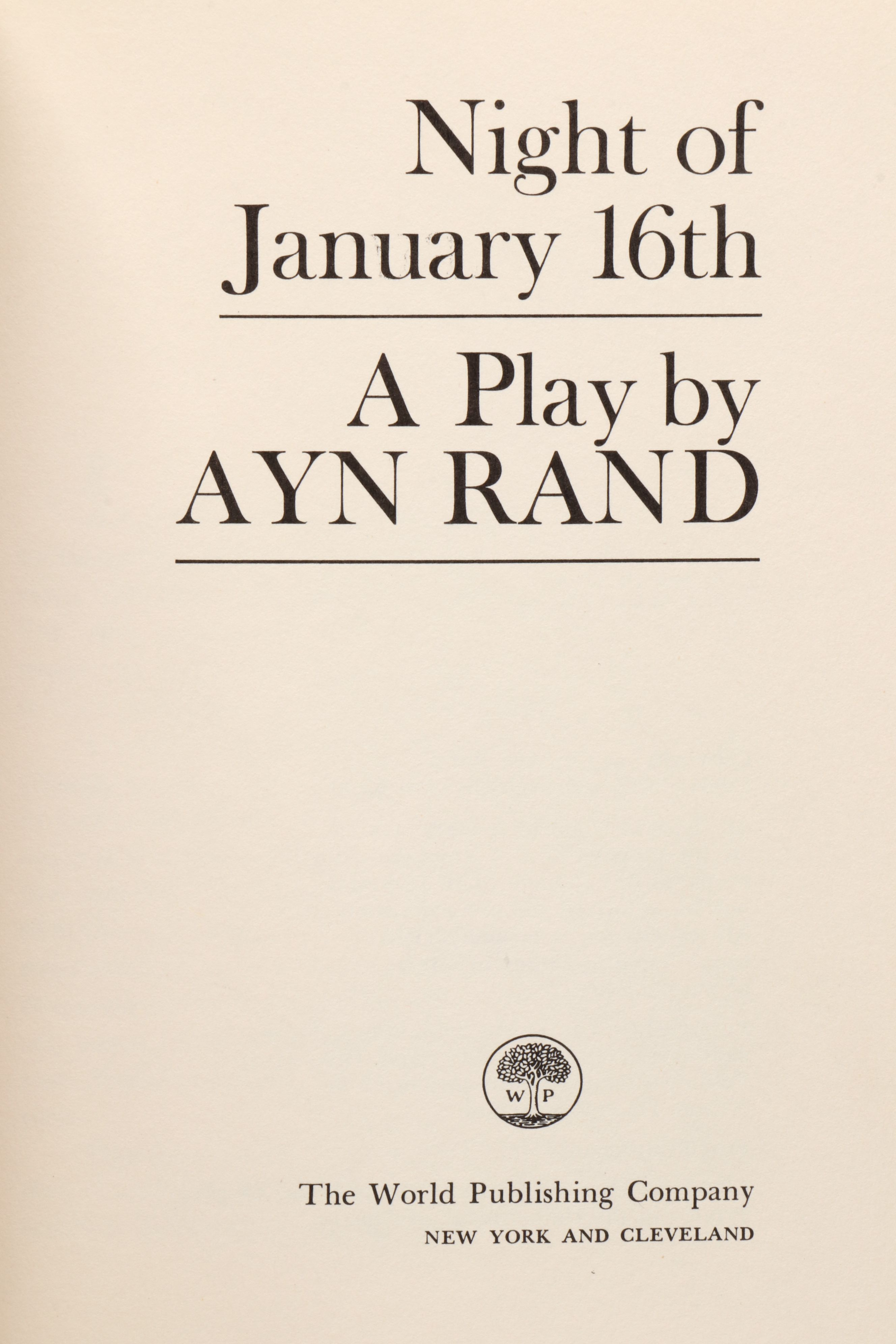 First Printing "Night of January 16th" by Ayn Rand, 1968
