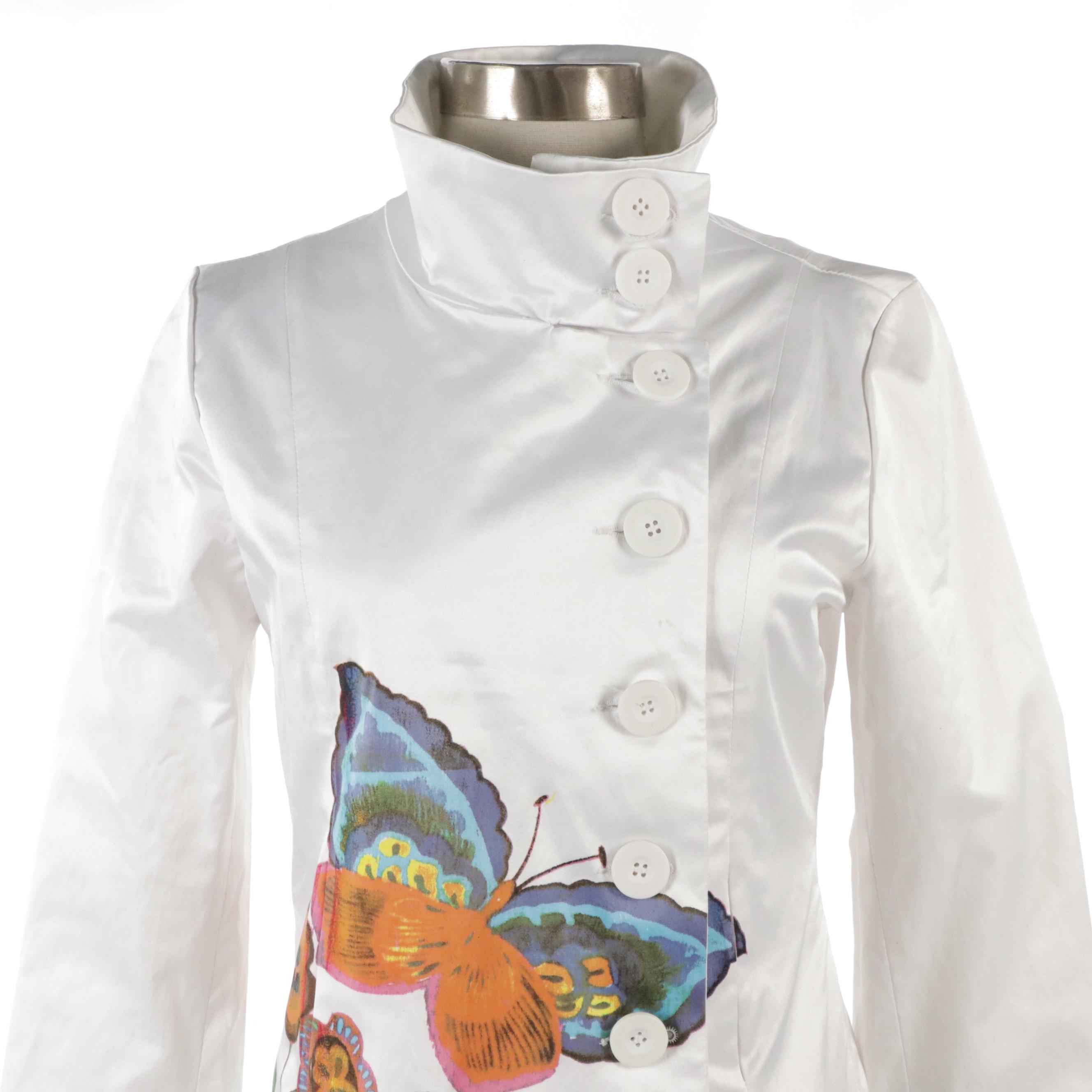 Desigual Butterfly and Floral Print Button-Front Jacket